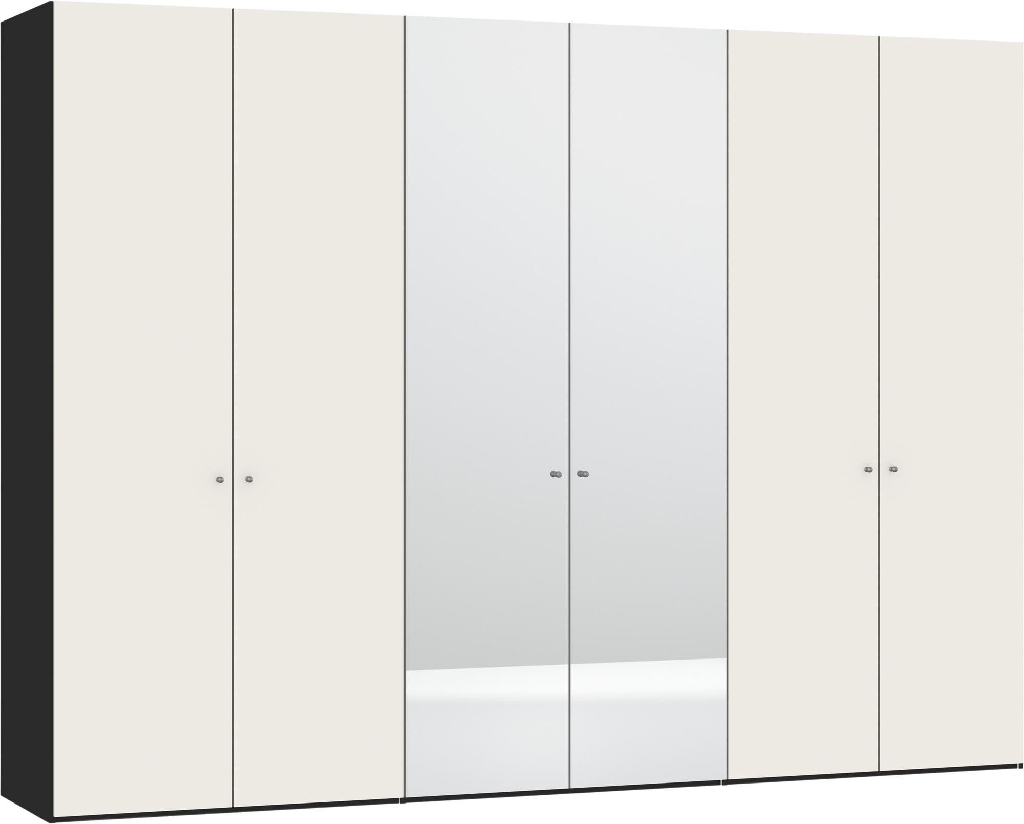 Entdecken Sie den eleganten 6-türigen Drehtürenschrank in Cremeweiß von Jutzler. Ideal für stilvolle Aufbewahrung und modernen Wohnkomfort.