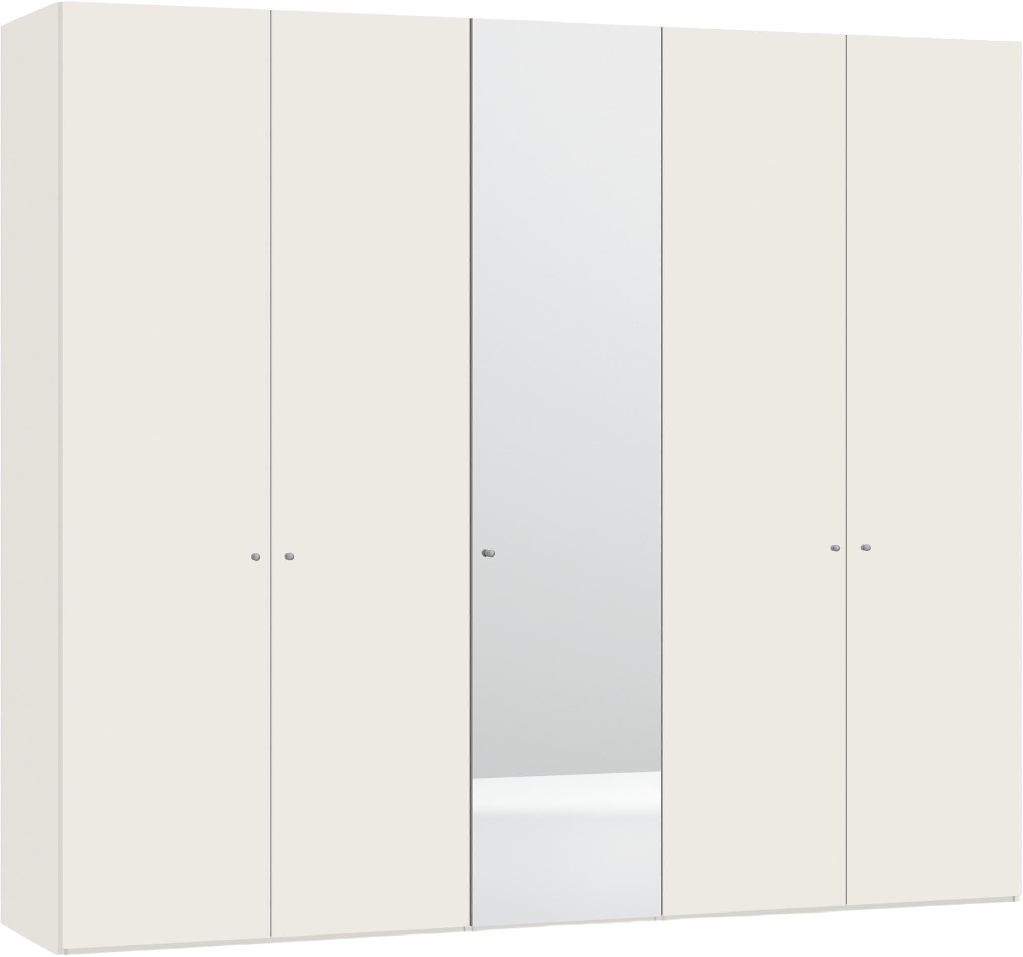 Jutzler 5-türiger Drehtürenschrank in Cremeweiss mit Spiegel.