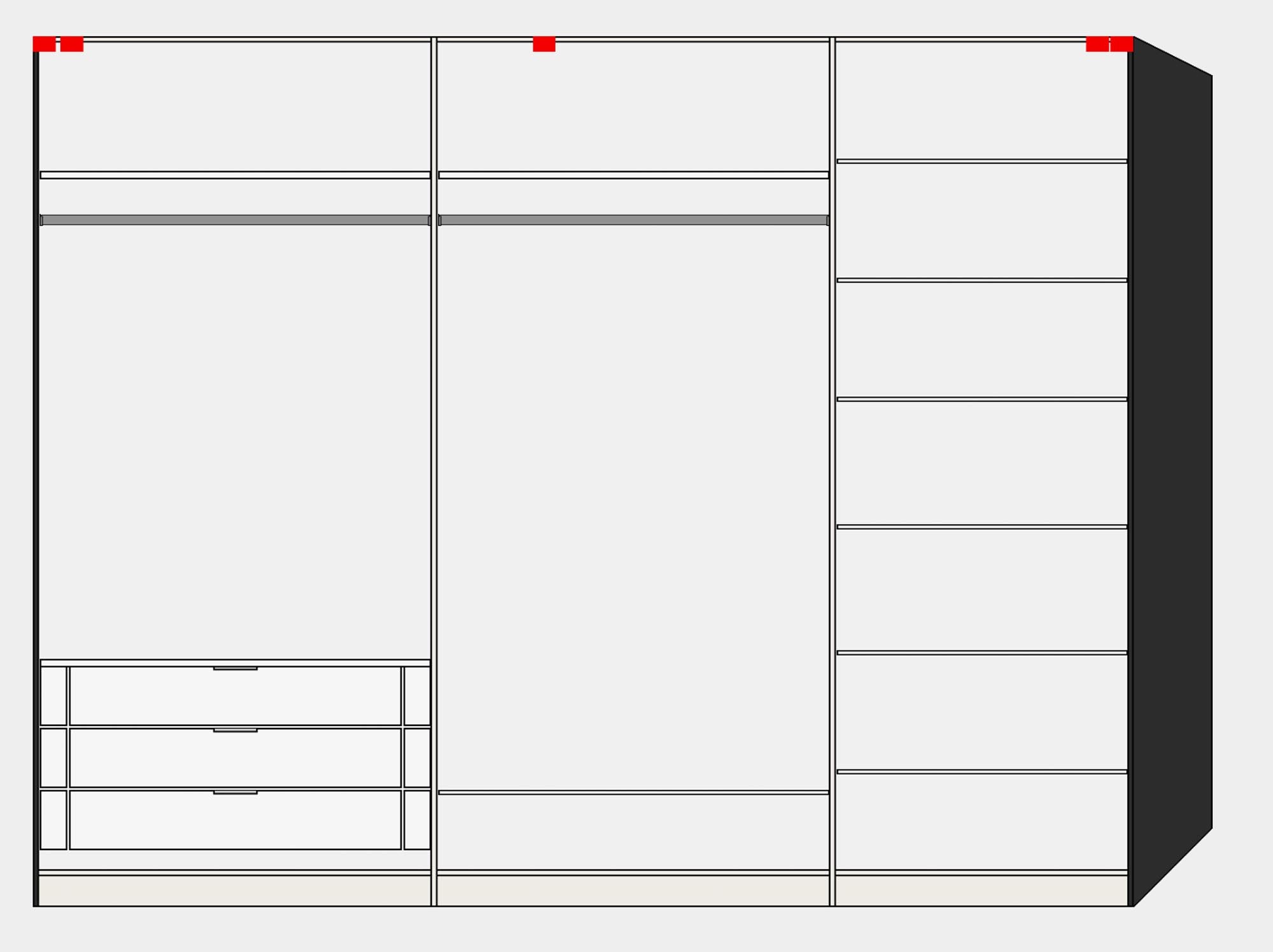 Moderner Schwebetürenschrank L in Eiche mit Spiegel, ideal für individuelle Gestaltung und einfachen Aufbau. Hochwertige Materialien und Funktionalität.