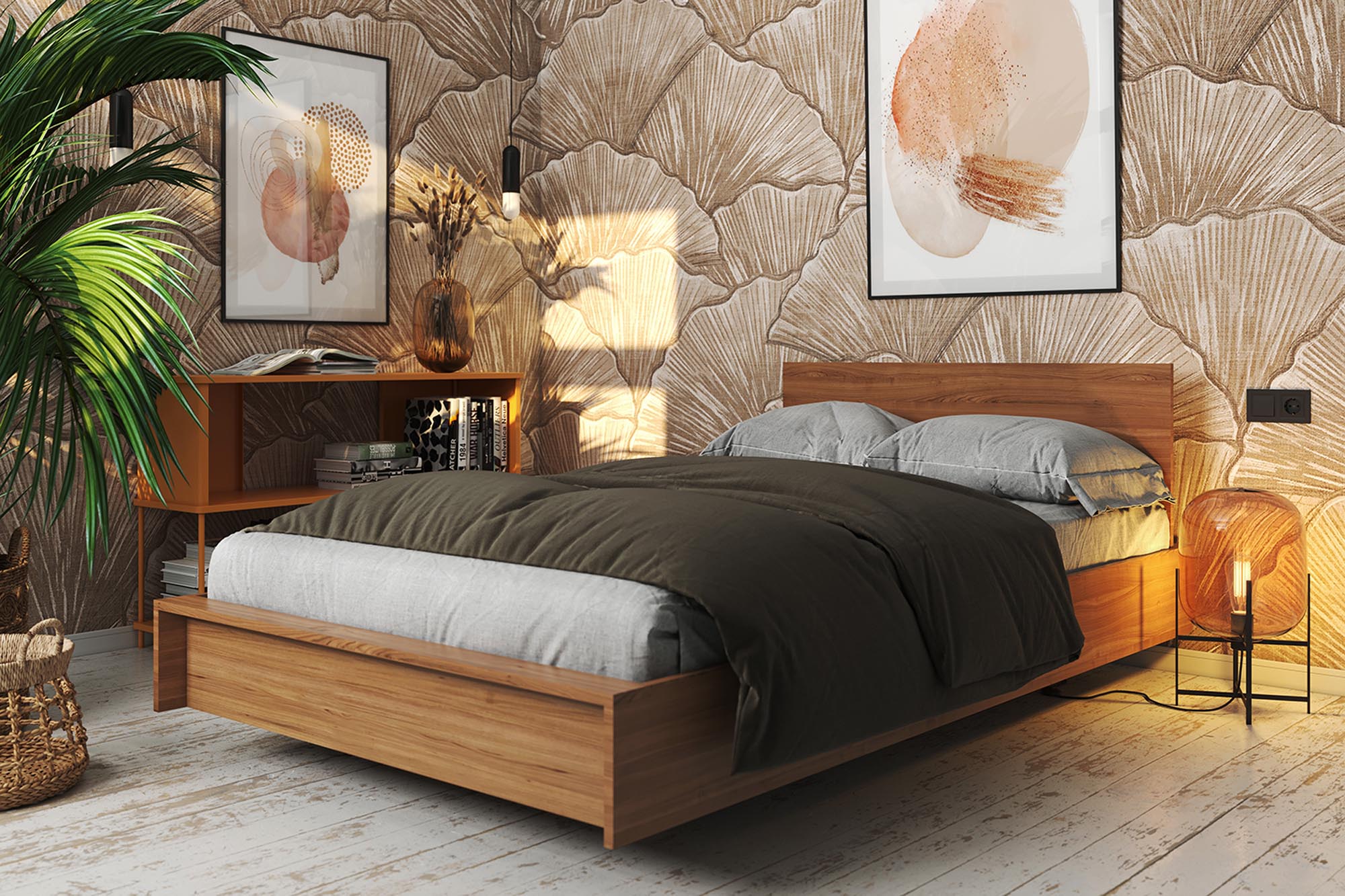 Elegantes FLAI Doppelbett von Müller Möbelwerkstätten, das modernes Design mit funktionalem Stauraum vereint und für erholsame Nächte sorgt.