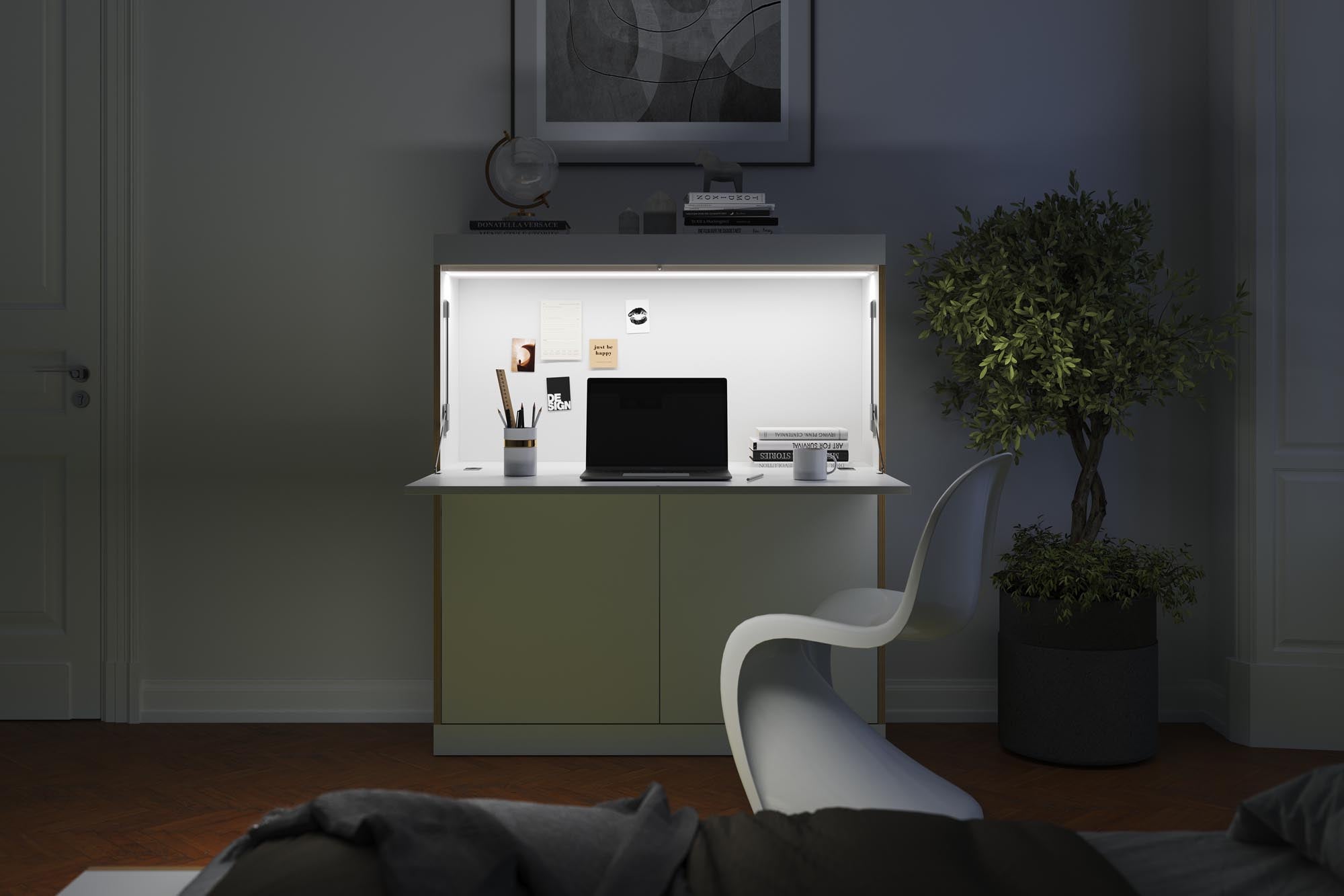 Eleganter Sekretär FLAI von Müller Möbelwerkstätten, ideal für Home Office, kombiniert zeitgemäße Ästhetik mit durchdachter Funktionalität.