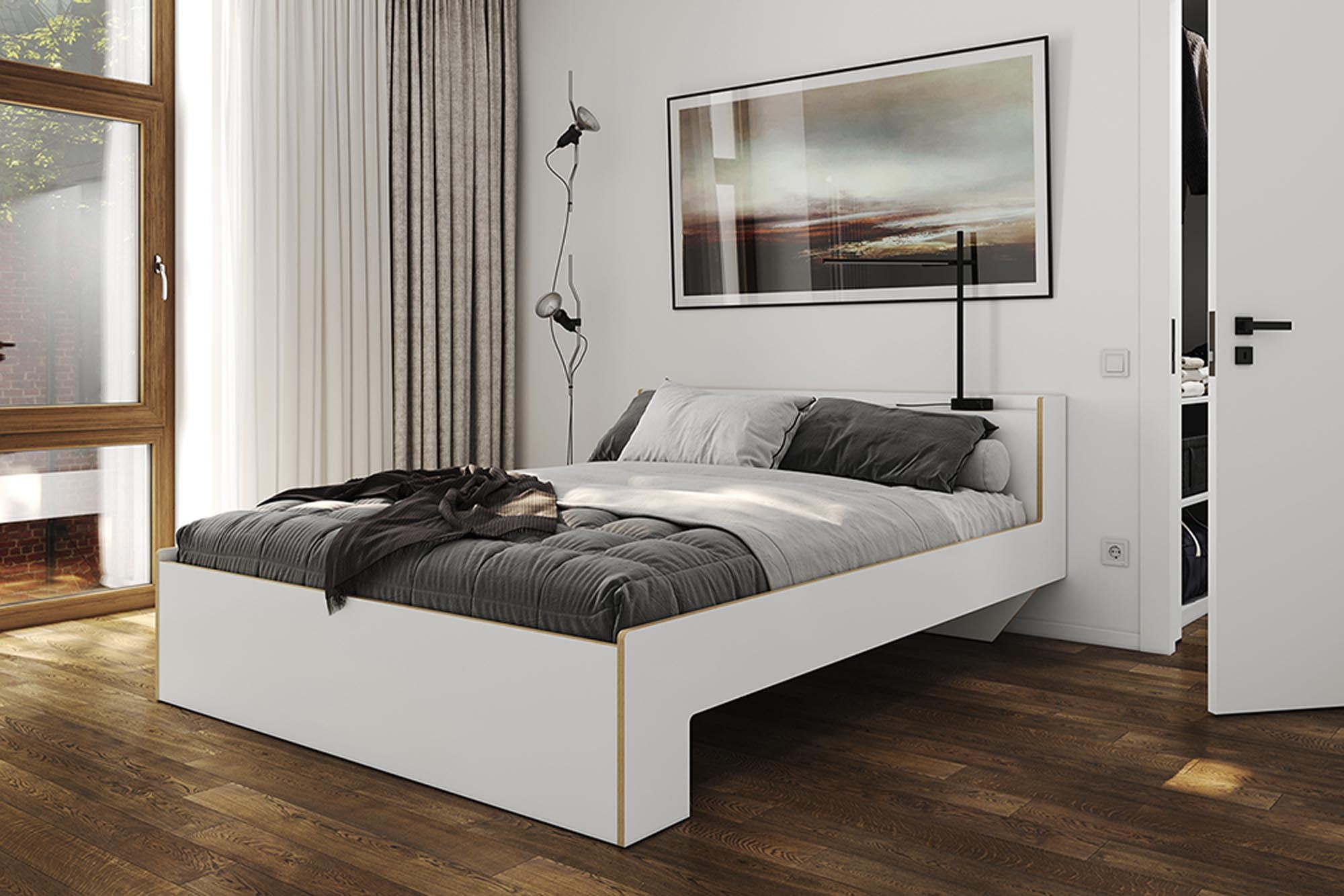 Entdecken Sie das NOOK Doppelbett von Müller Möbelwerkstätten: Elegantes Design, praktisches Kopfteil und cleverer Stauraum für Ihr Schlafzimmer.