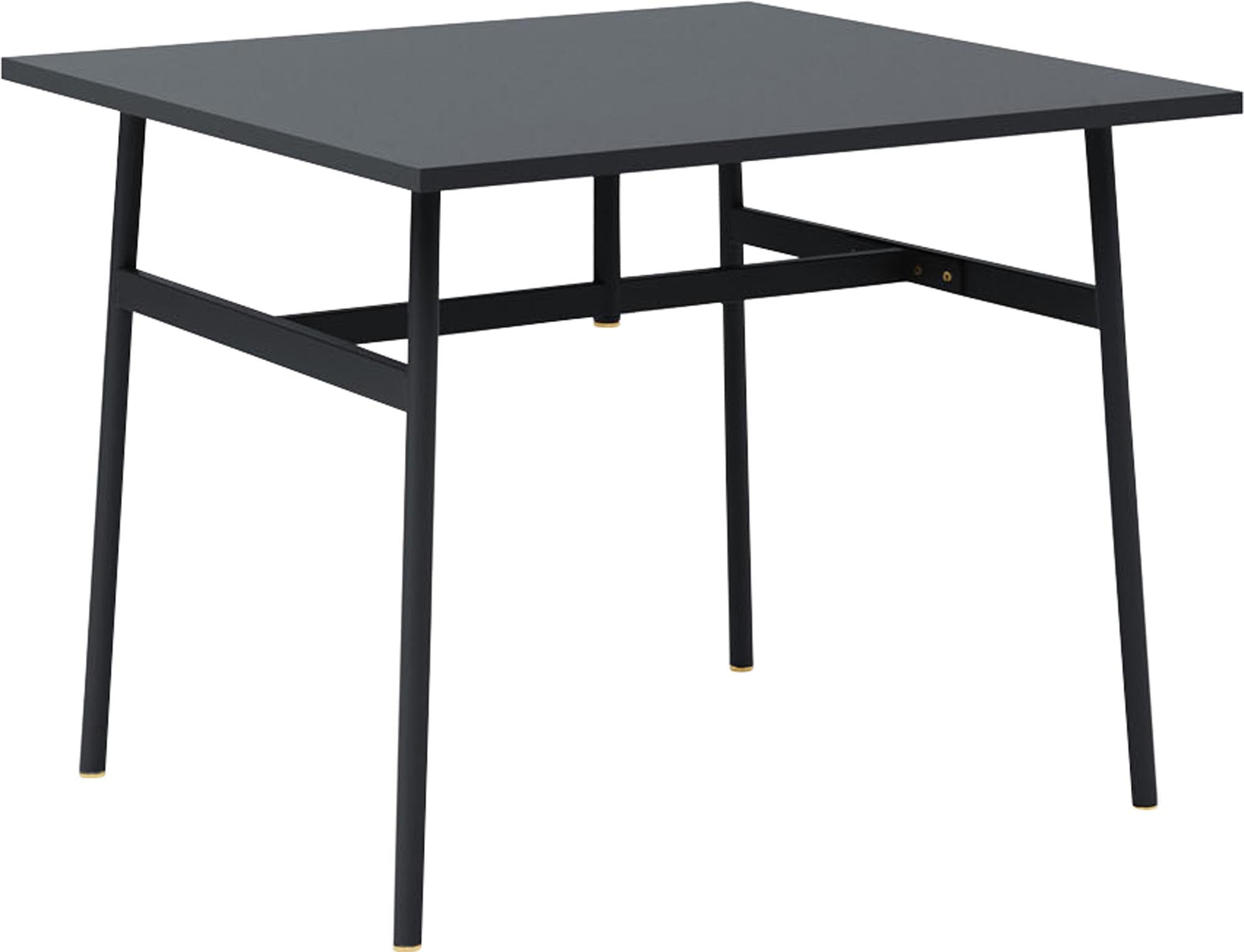 Union Tisch 90 x 90 cm in Schwarz: Stilvolles, funktionales Möbelstück mit eleganten Messingdetails für jeden Raum.