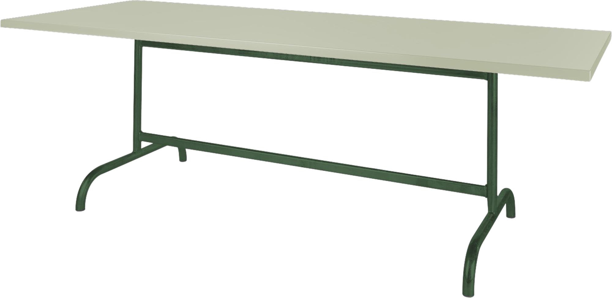 Eleganter klappbarer Gartentisch aus Metall, 240x80 cm, ideal für Outdoor-Events und einfach zu verstauen, wenn er nicht benötigt wird.