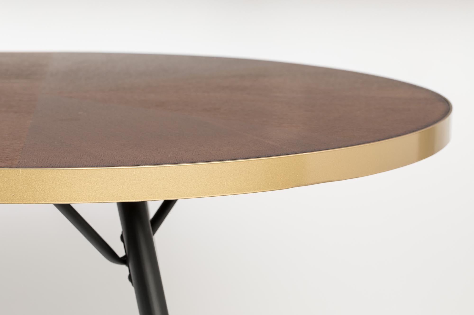 Moderner Esstisch DENISE OVAL von White Label Living: stilvolle ovale Form, robuste Holz-Metall-Kombination, perfekt für gesellige Runden.