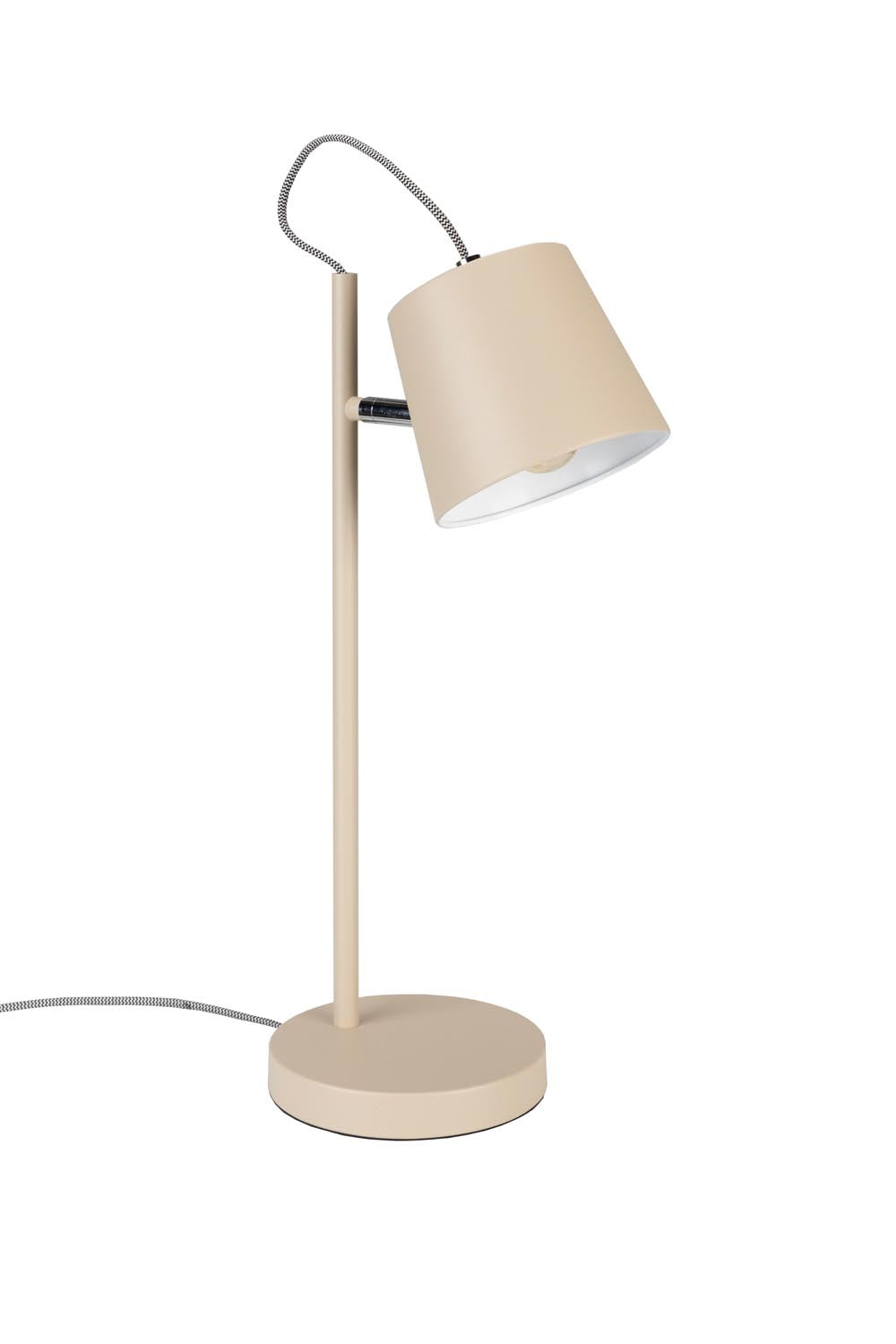 Stilvolle Tischlampe von Zuiver: Minimalistisches Design, neigbarer Metallschirm, schwarz-weisses Kabel, in vielen Farben erhältlich.