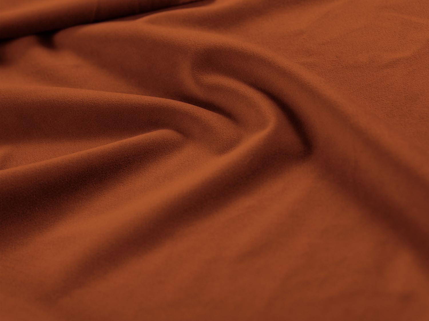 Modulares Ecksofa in warmem Terracotta, linksseitig als 3-Sitzer, gefertigt aus luxuriösem Velour für ein modernes Wohnambiente.