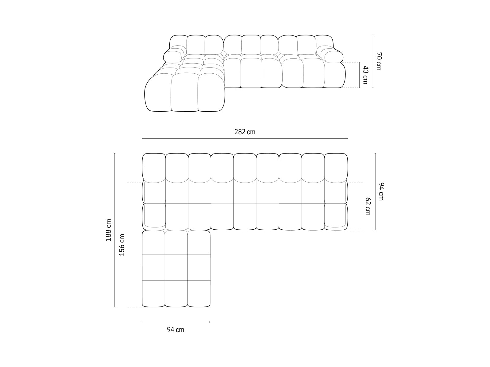 Elegantes Bellis Velour Sofa in Dunkelbeige, 4-Sitzer, modulares Design für individuelle Raumgestaltung und hohen Komfort.