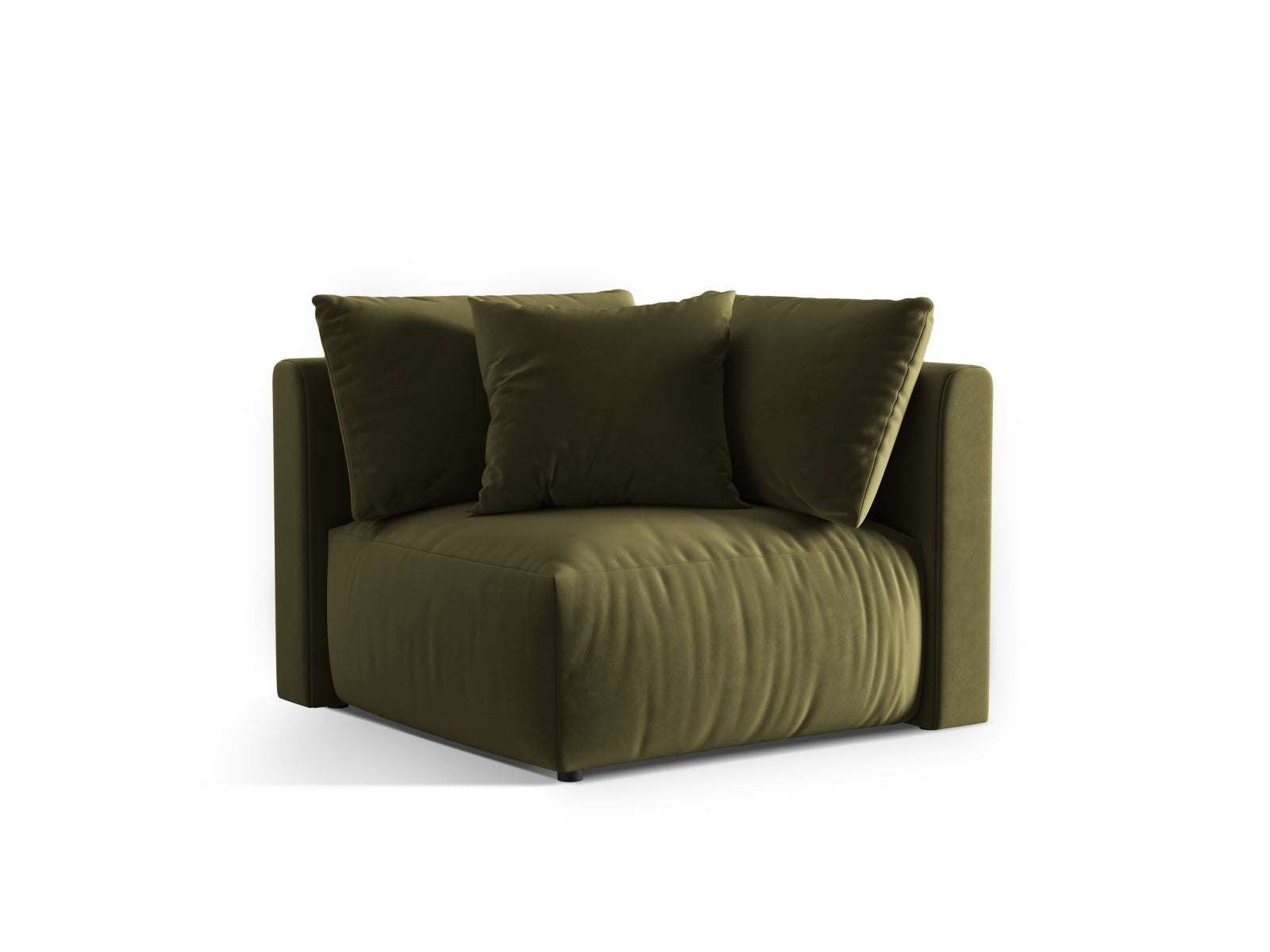 Eleganter Chris Velour Modul Corner 1 Sitzer in sanftem Hellgrün, ideal für stilvolle Wohnräume und vielseitige Sofa-Arrangements.