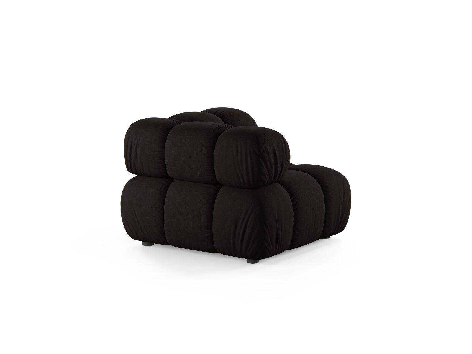 Elegantes 1-Sitzer Eckmodul Bellis in stilvollem Schwarz, ideal für individuelle Sofa-Kombinationen in modernem Wohnambiente.