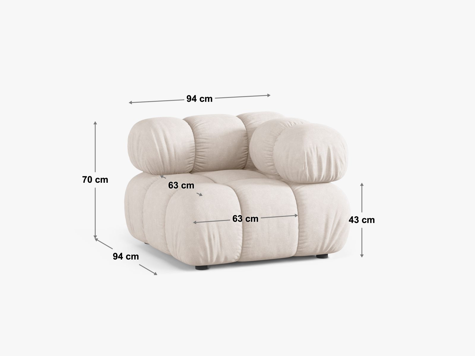 Stylisches 1-Sitzer Eckmodul Bellis in ansprechendem Ziegelrot, perfekt für kreative Sofa-Arrangements in zeitgemäßen Wohnkonzepten.