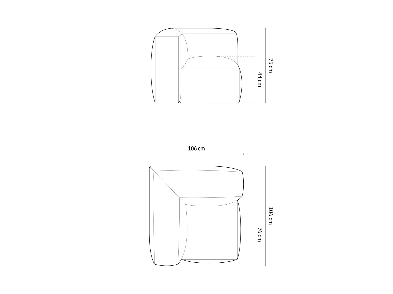 Stylisches 1-Sitzer Eckmodul Martina in modernem Anthrazit, perfekt für kreative Sofa-Kombinationen und gemütliche Wohnräume.
