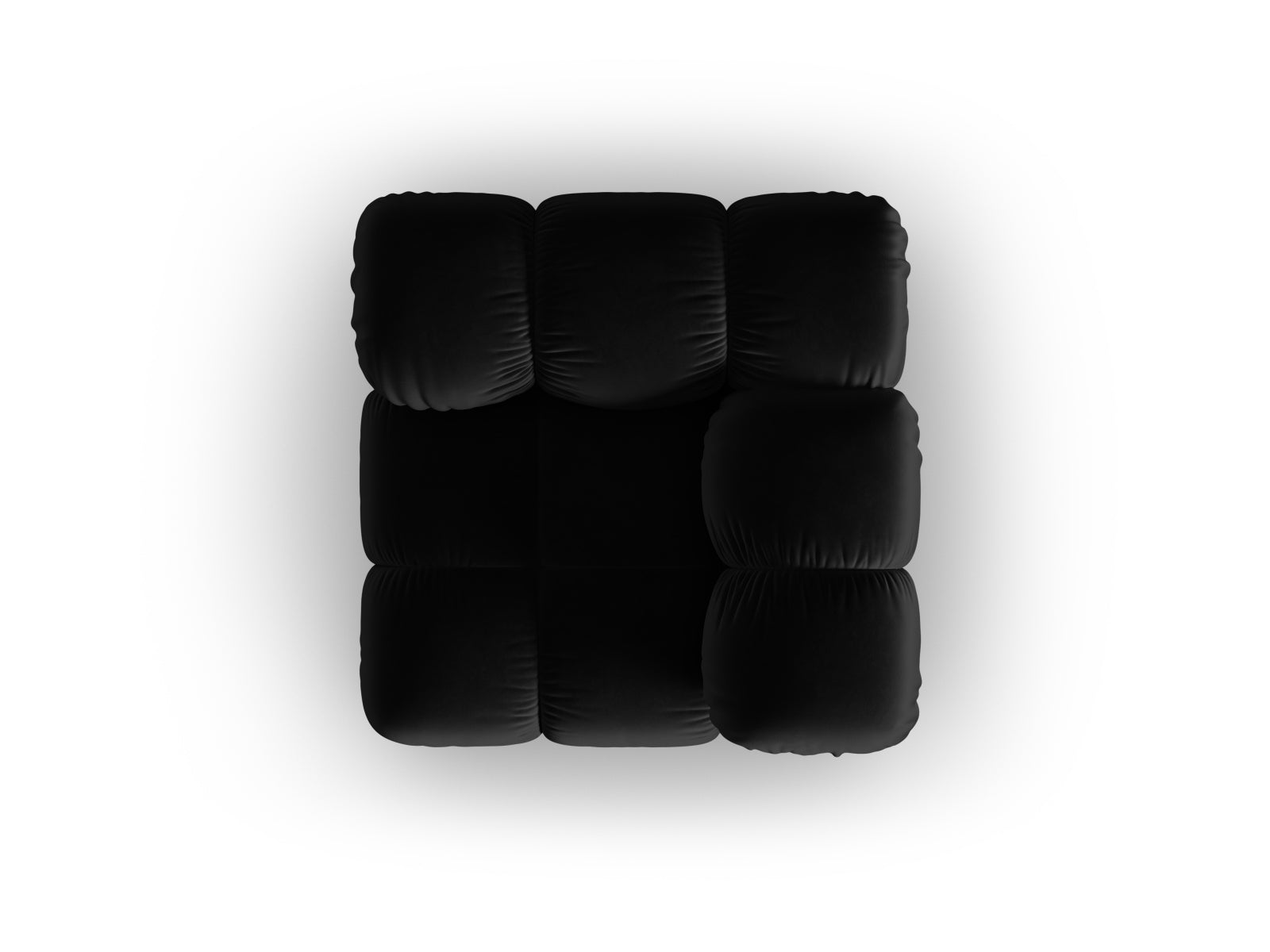 Stylischer Bellis Velour Modul Corner 1 Sitzer in edlem Schwarz-Bluvel, perfekt für kreative Wohnkonzepte und gemütliche Sitzgelegenheiten.