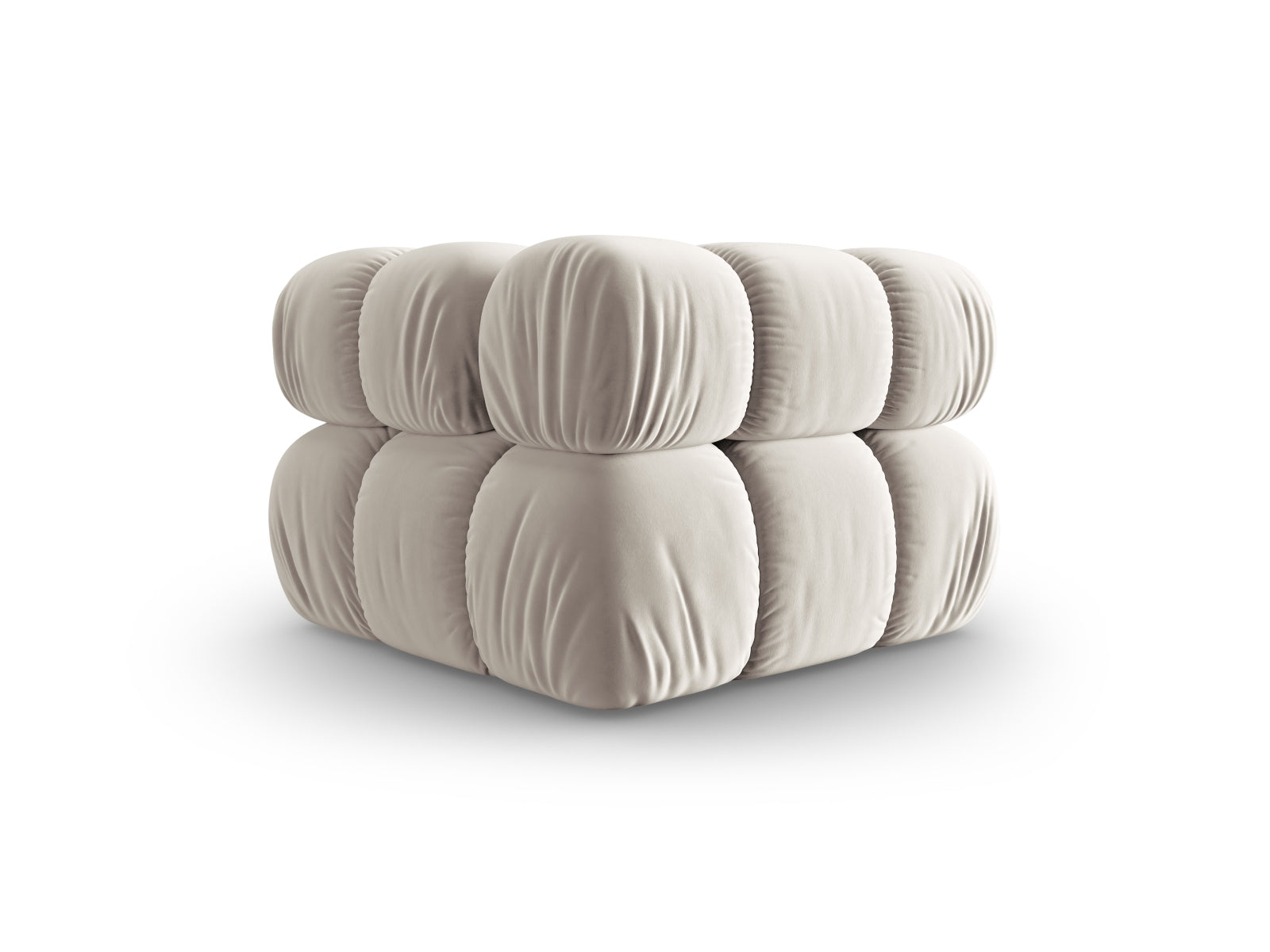 Eleganter Bellis Velour Modul Corner 1 Sitzer in edlem Dunkelbeige, ideal für kreative Raumgestaltungen und gemütliche Entspannungsecken.