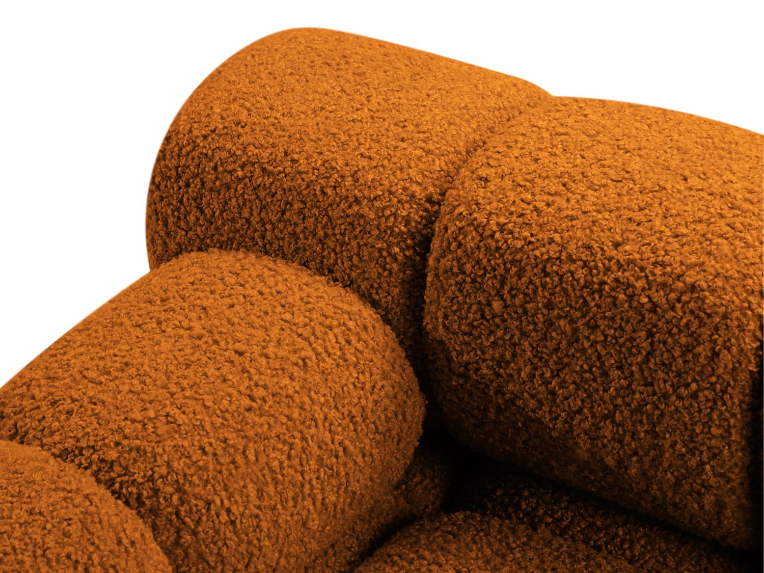Stylisches Bellis Boucle Modul links 1 Sitzer in ansprechendem Brick-Rolf, perfekt für moderne Wohnräume und kreative Raumgestaltungen.