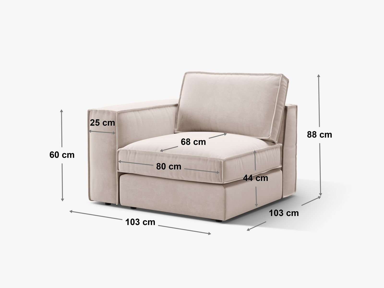 Elegantes 1-Sitzer Modul links Pola in tiefem Flaschengrün, ideal für individuelle Sofa-Arrangements und zeitgemäße Einrichtung.