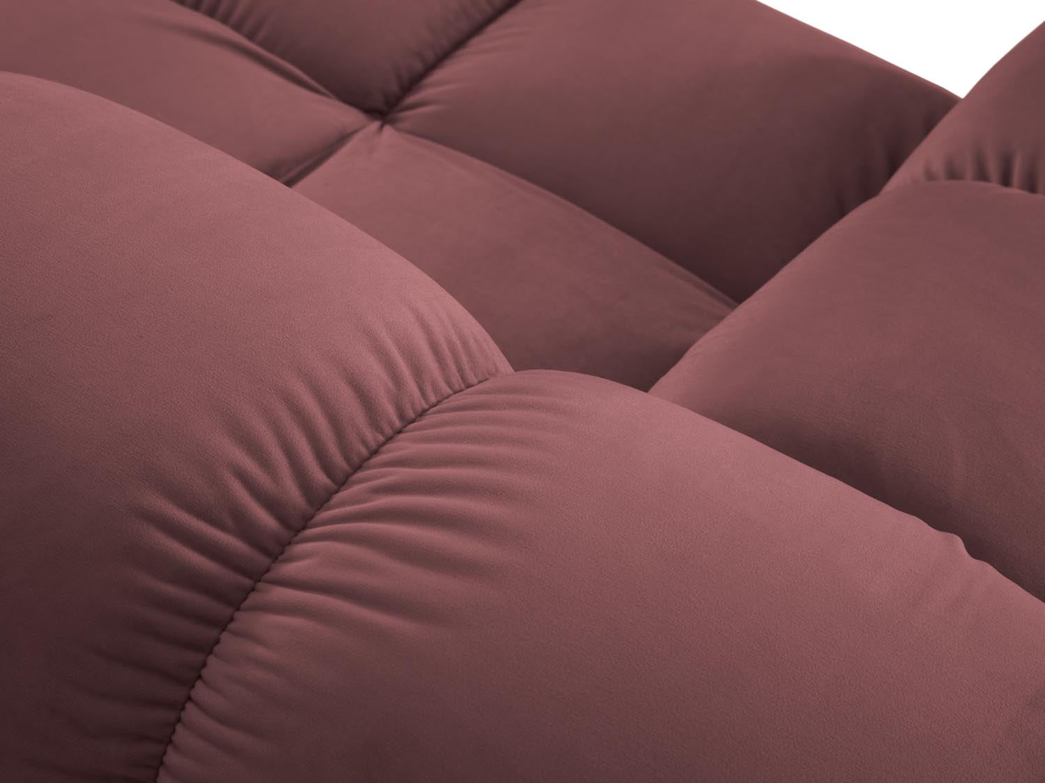 Elegantes Bellis Velour Modul links 1 Sitzer in sanftem Rosé, ideal für stilvolle Wohnräume und entspannende Rückzugsorte.