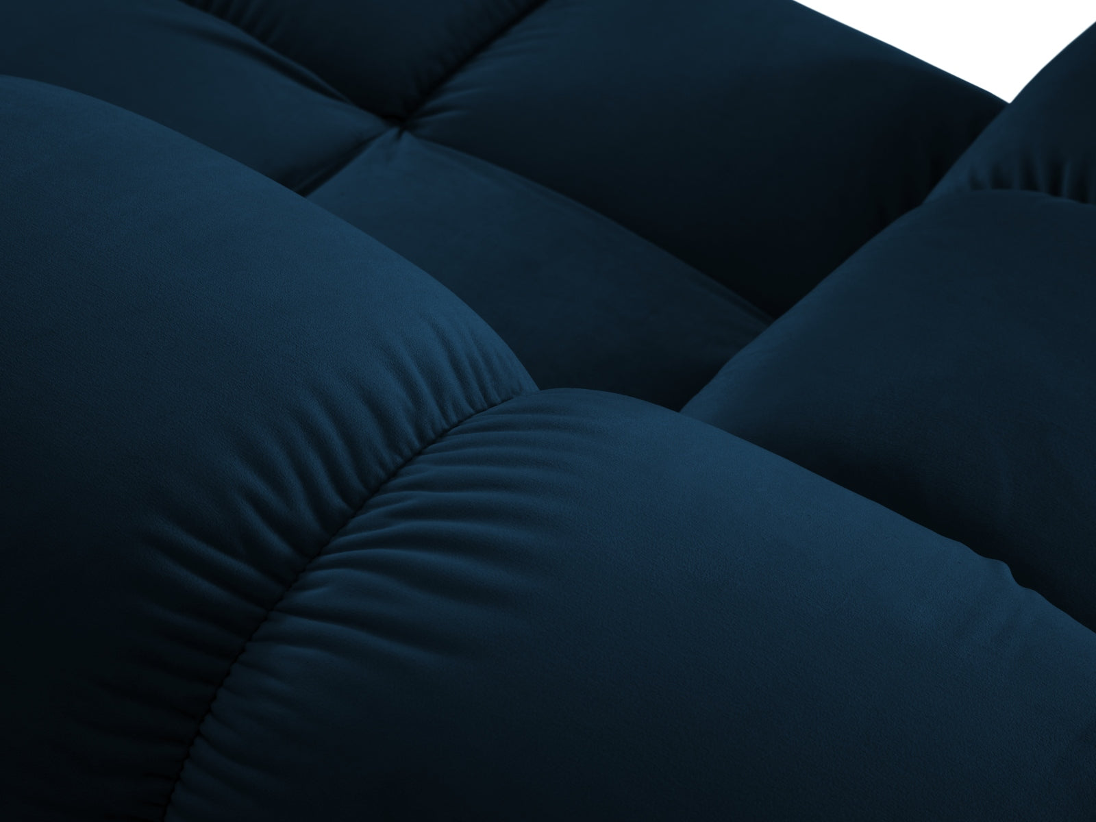 Elegantes Bellis Velour Modul links 1 Sitzer in Royal Blue, ideal für stilvolle Wohnräume und entspannende Rückzugsorte.