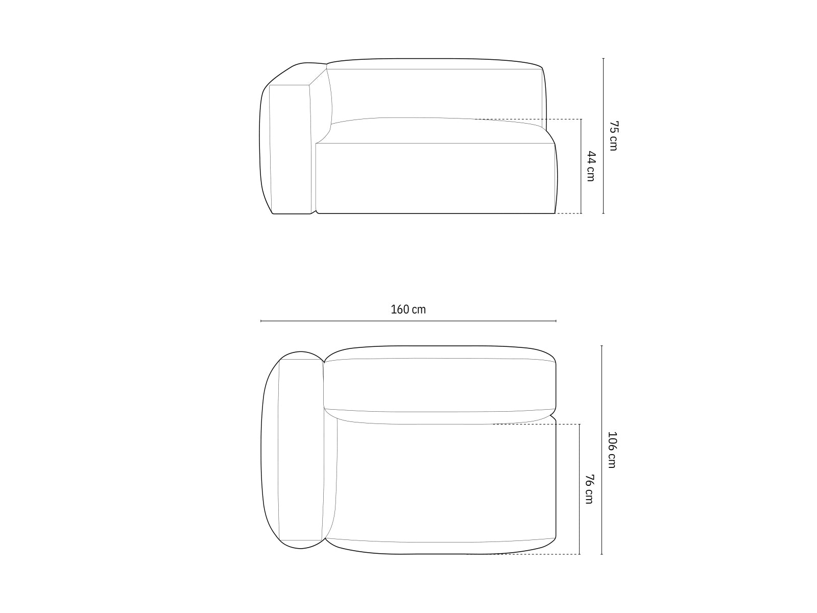 Eleganter linker 1-Sitzer des Martina Moduls in stilvollem Dunkelbeige, perfekt für stilvolle und komfortable Wohnlandschaften.