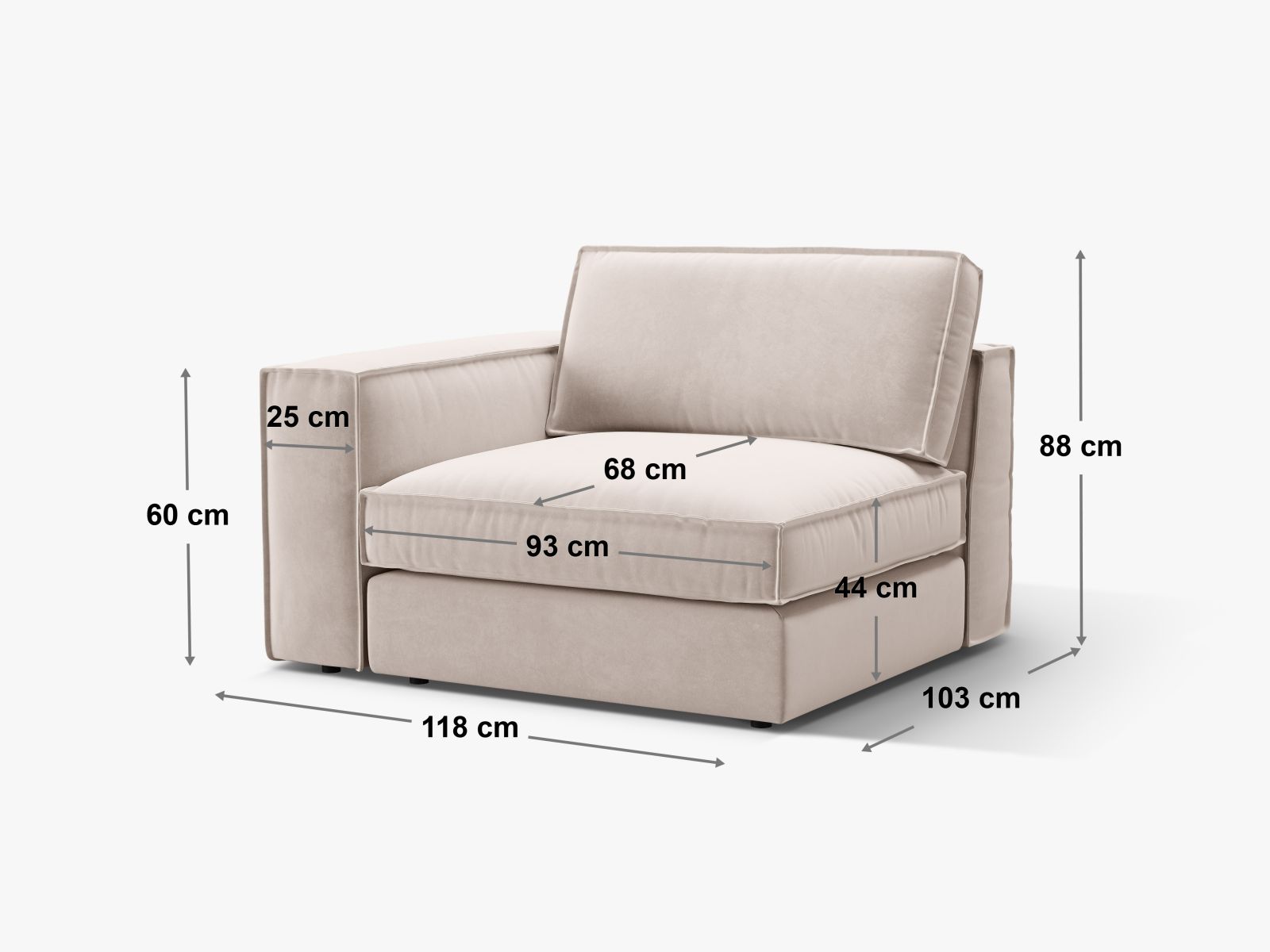Stylisches linkes 1-Sitzer Modul in sanftem Mint von Micadoni, perfekt für kreative Sofa-Kombinationen in zeitgemäßen Interiors.