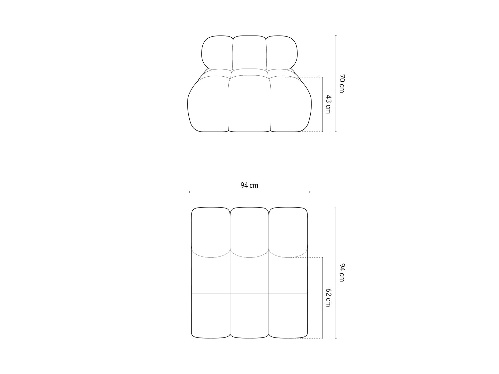 Eleganter Bellis Modul Armless 1 Sitzer in warmem Braun, ideal für flexible Wohnkonzepte und stilvolle Einrichtungsideen.