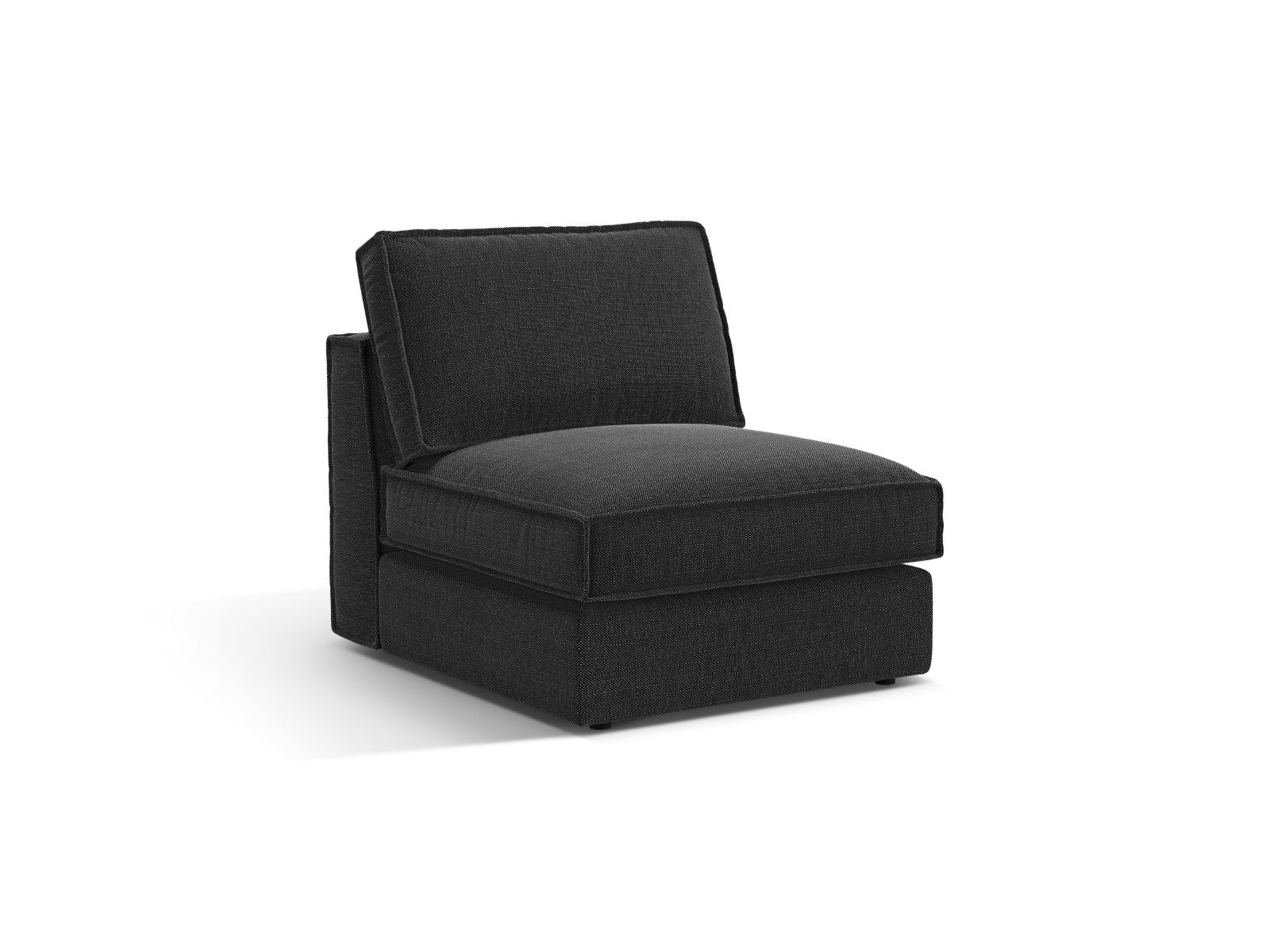 Elegantes 1-Sitzer Modul ohne Armlehnen in Schwarz, Teil des modularen Sofas Pola von Micadoni, ideal für moderne Wohnräume.