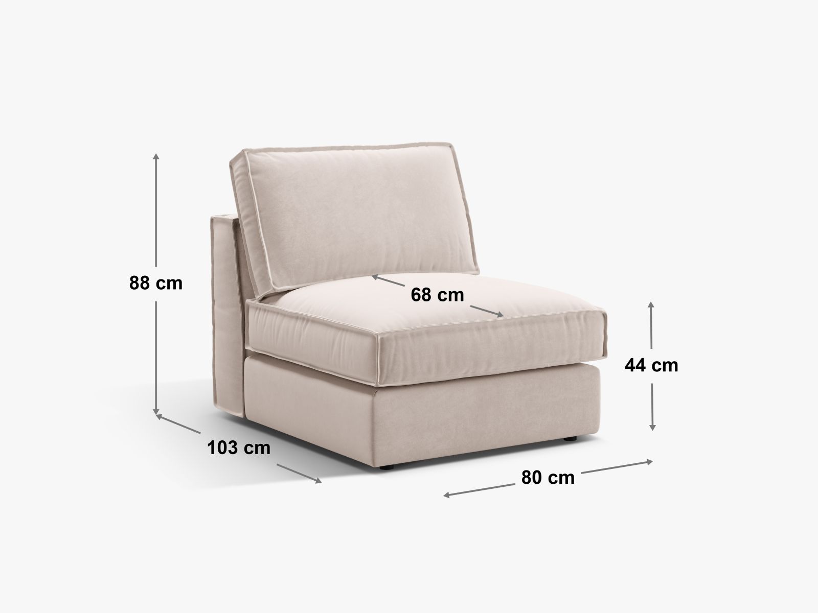 Stylisches, armfreies 1-Sitzer-Modul in Schwarz aus der Pola-Serie von Micadoni, perfekt für flexible Wohnkonzepte und zeitgemäße Einrichtung.