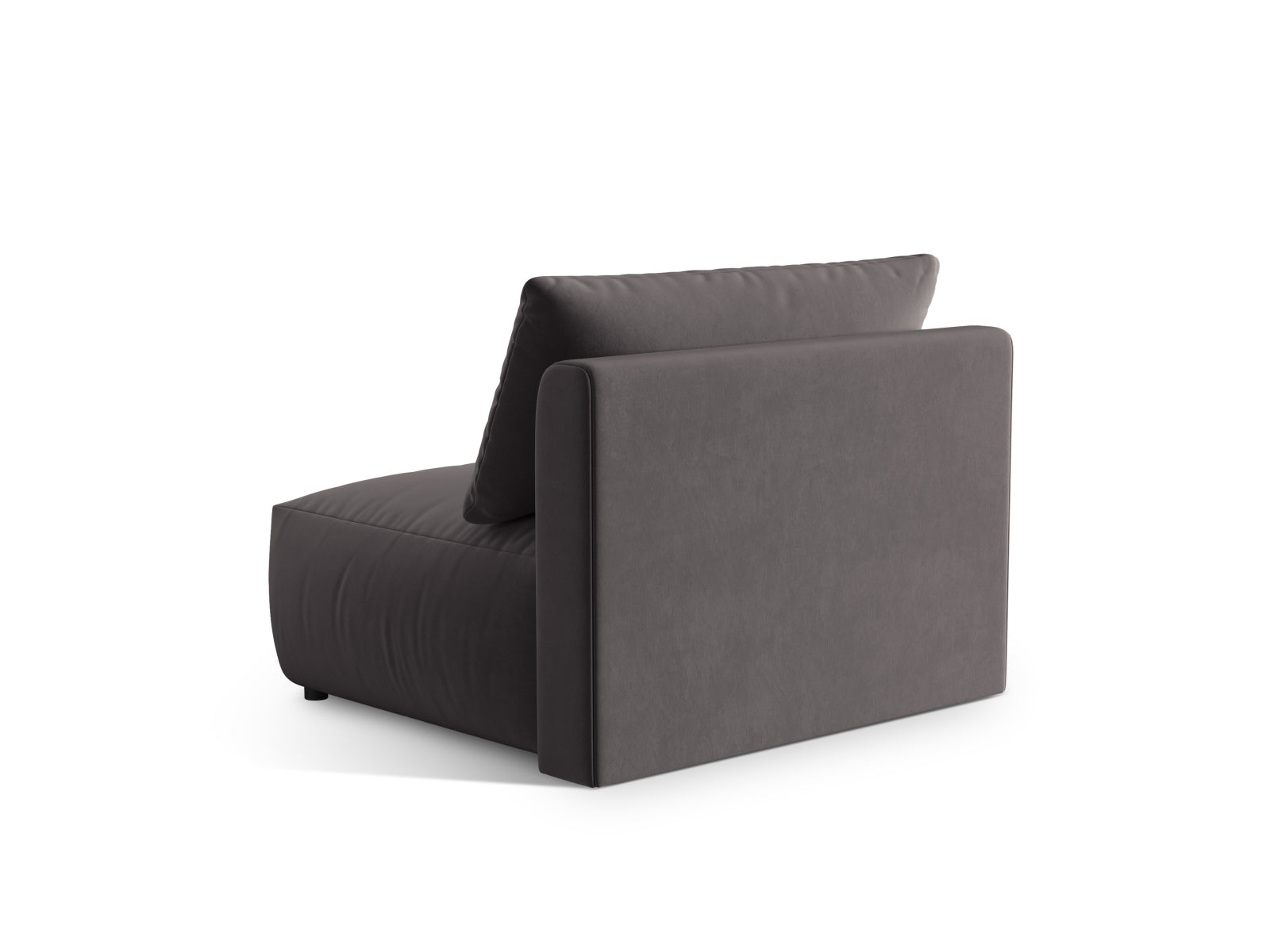 Eleganter Chris Velour Modul Armless 1 Sitzer in zeitlosem Dunkelgrau, ideal für stilvolle Wohnräume und gemütliche Entspannung.