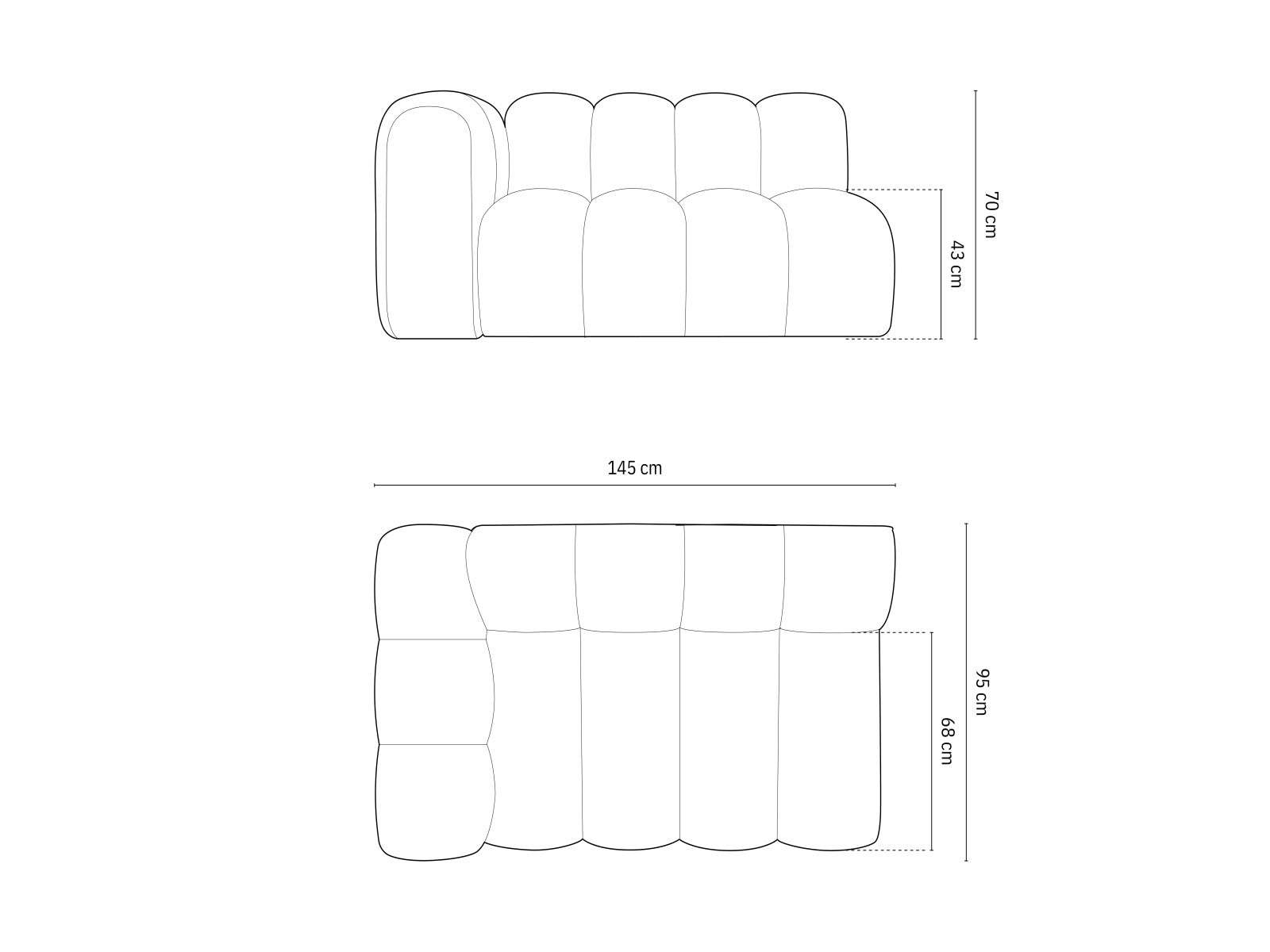 Elegantes Lupine Boucle Modular Sofa links 2 Sitzer in hellem Grau, ideal für stilvolle Wohnräume und flexible Gestaltungsmöglichkeiten.