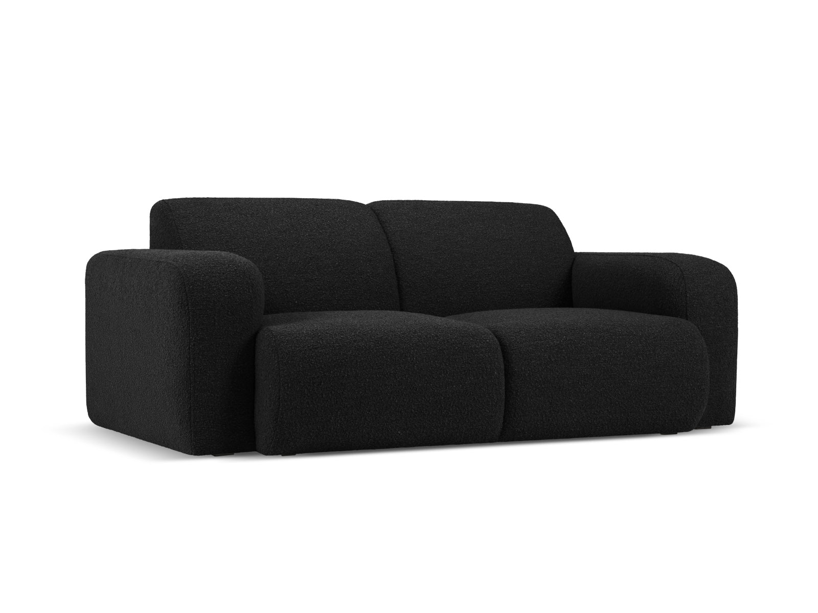 Elegantes Molino Boucle Sofa für zwei Personen in stilvollem Schwarz, ideal für moderne Wohnräume, erhältlich bei KAQTU Design AG.
