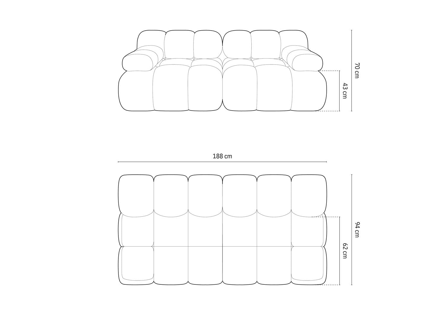 Elegantes Bellis Boucle 2-Sitzer Sofa in dezentem Grau, ideal für moderne Wohnräume. Flexibles, modulares Design von Micadoni für individuelle Einrichtung.