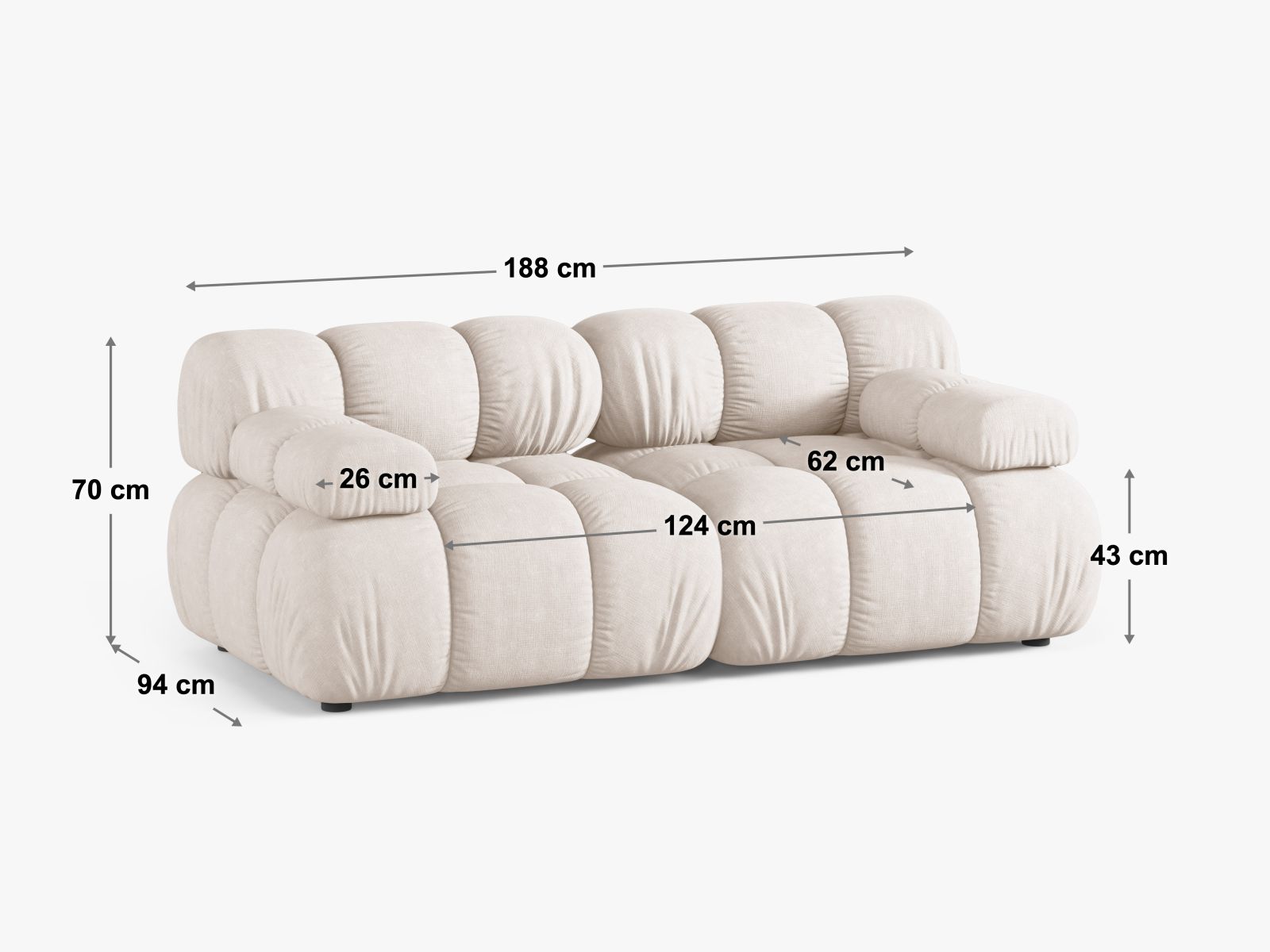 Elegantes 2-Sitzer Sofa Bellis in Yellow-Venus, perfekt für stilvolle Wohnzimmer und gemütliche Entspannung, erhältlich bei KAQTU.