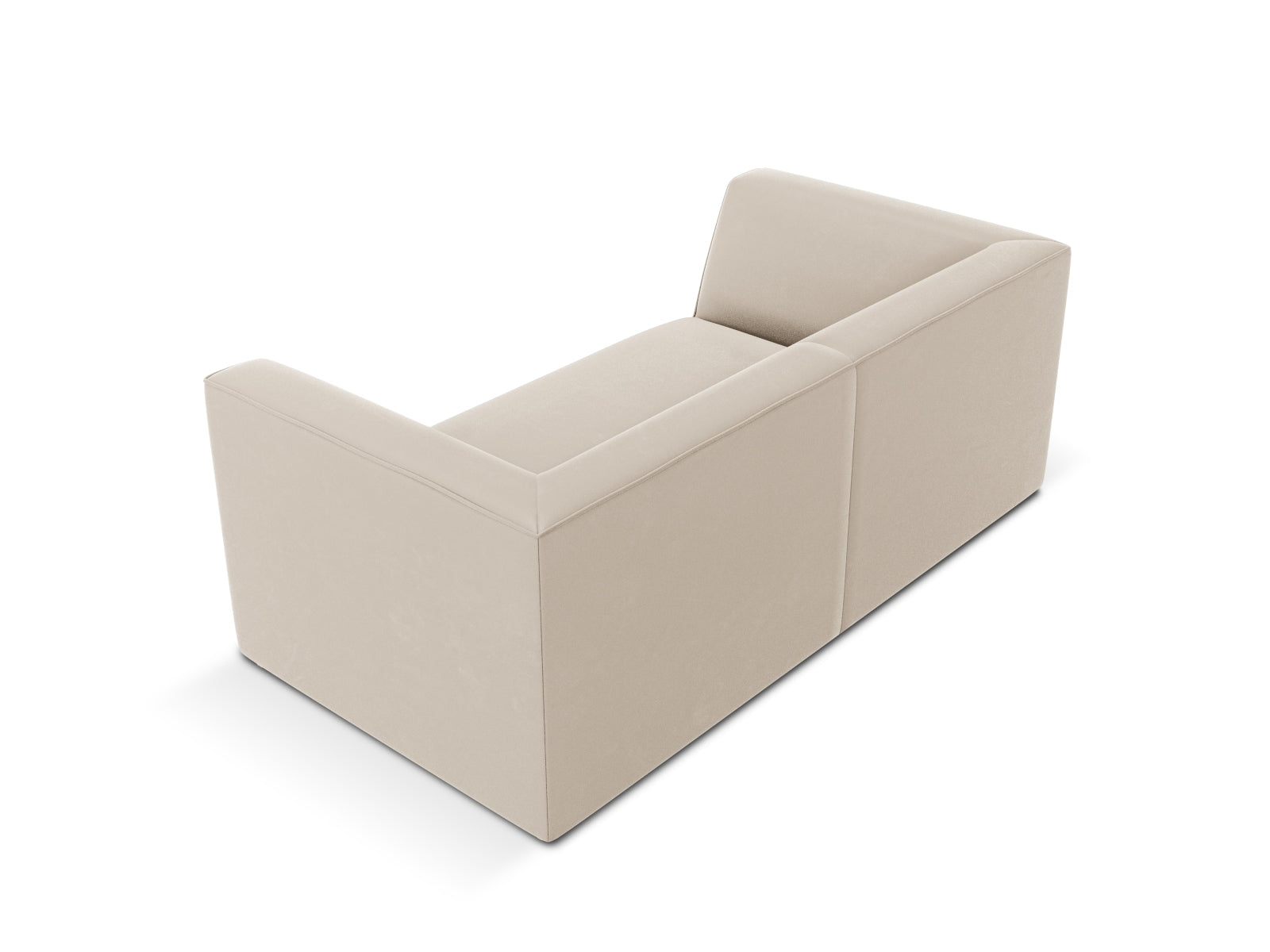 Elegantes 2-Sitzer Sofa aus weichem Ruby Velours in zeitlosem Beige, ideal für stilvolle Wohnräume und komfortable Entspannung.