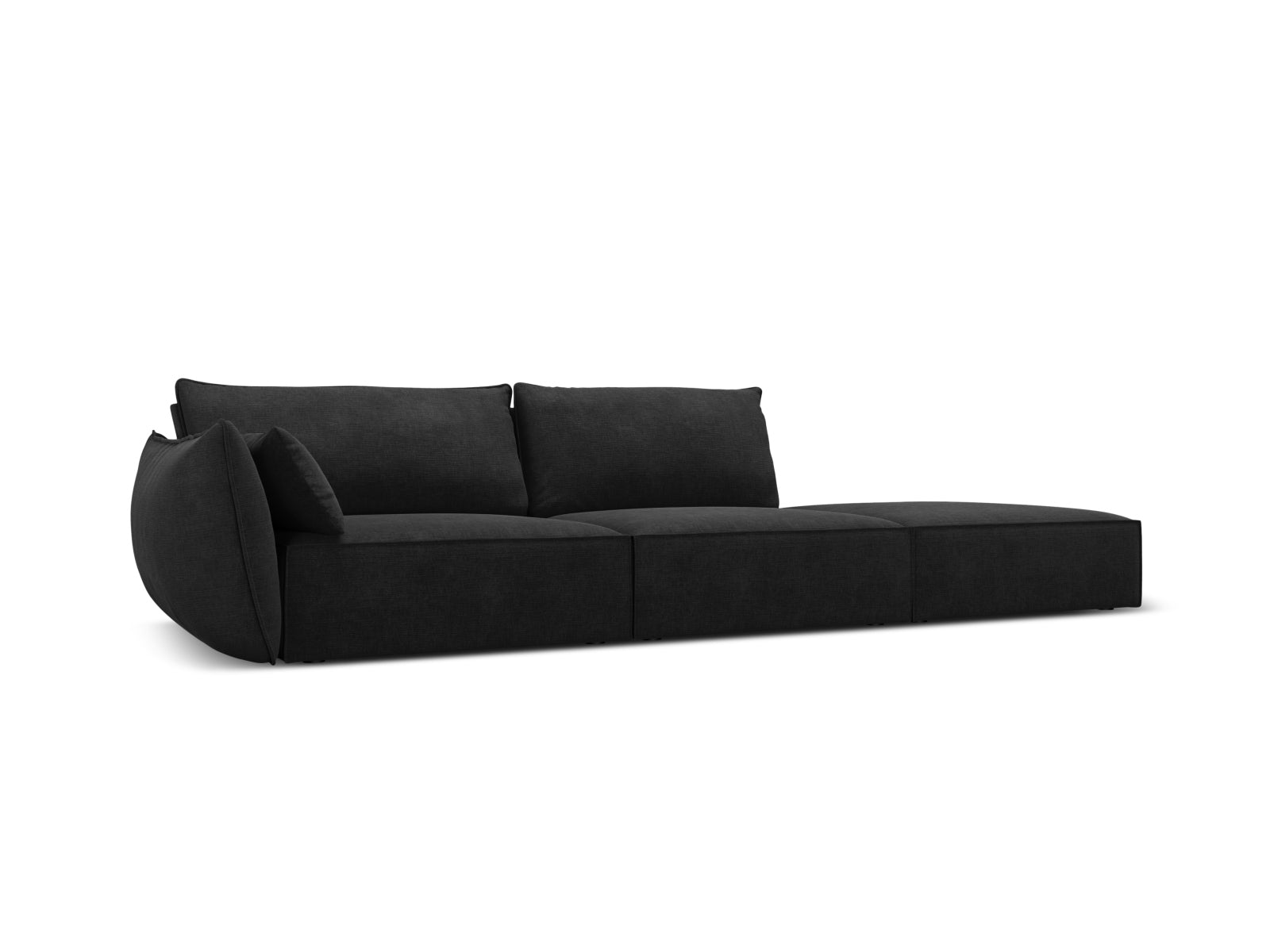 Elegantes Kaelle Sofa rechts, 4-Sitzer in stilvollem Schwarz, ideal für moderne Wohnräume. Hochwertige Verarbeitung von Micadoni.