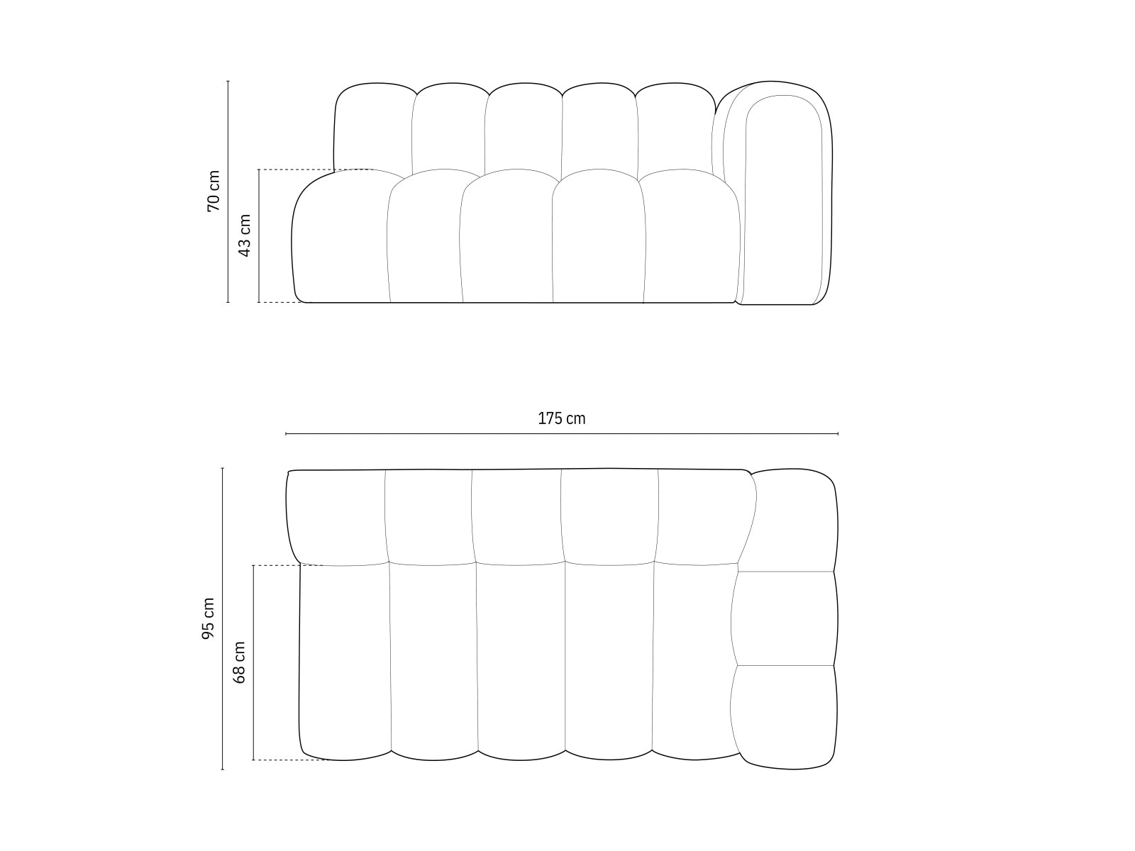 Beige Lupine Boucle 3-Sitzer Sofa mit modularer Bauweise, ideal für stilvolle Wohnräume, präsentiert von KAQTU Design AG.