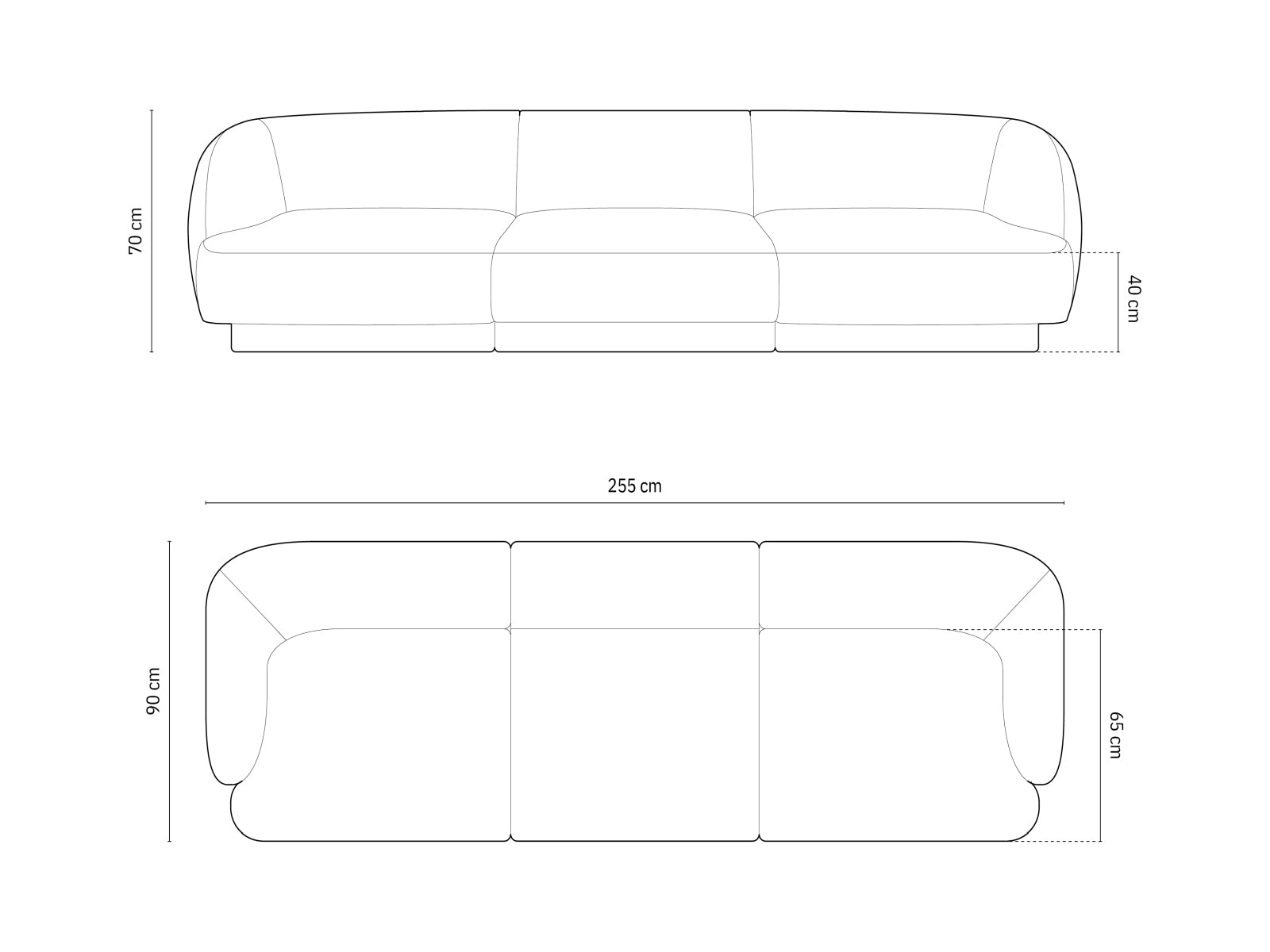 Stilvolles 3-Sitzer Boucle Sofa in tiefblau, perfekt für entspannte Stunden und moderne Wohnkonzepte.
