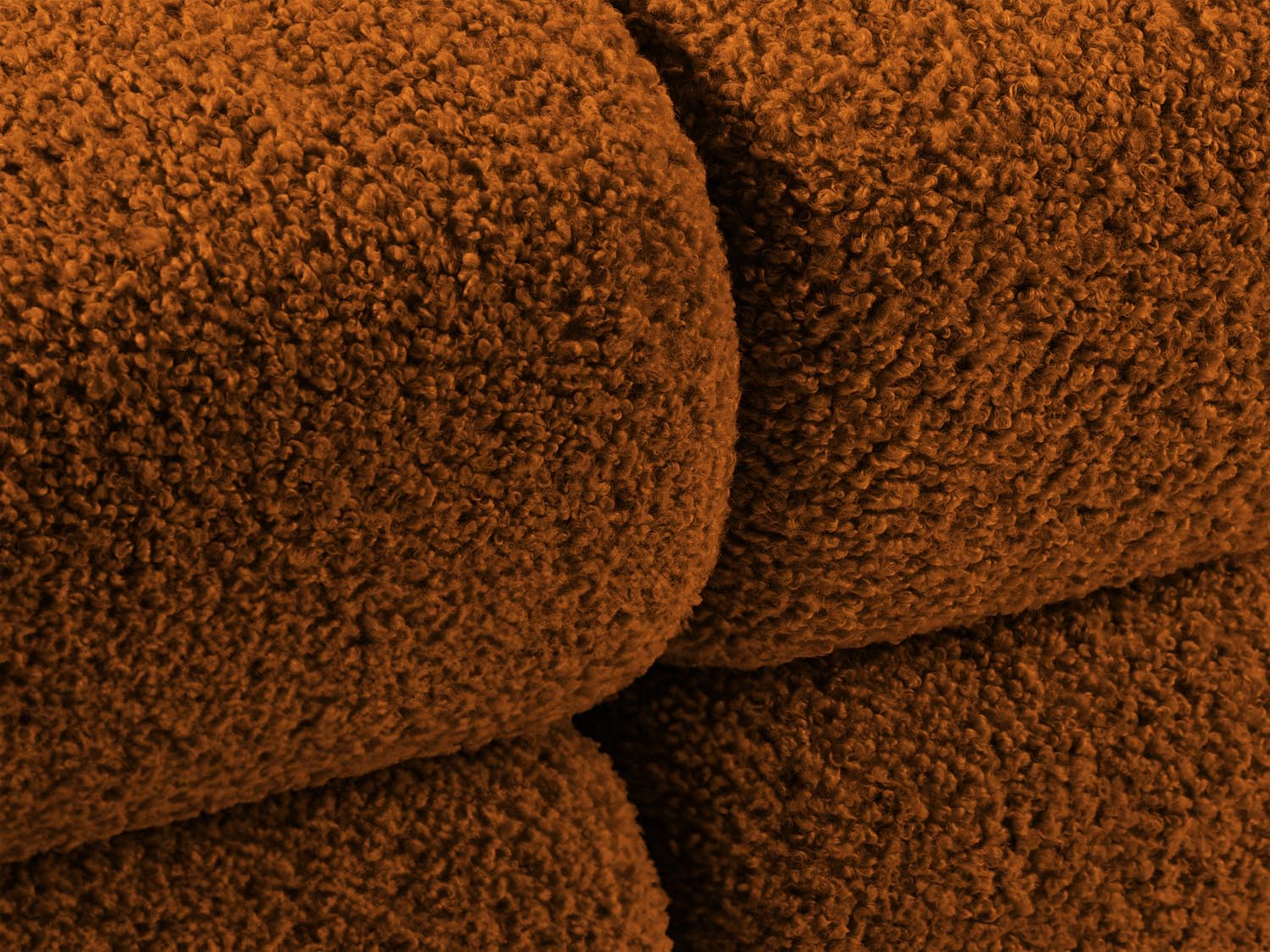 Modulares 3-Sitzer Sofa Bellis Boucle in ansprechendem Ziegelrot, perfekt für kreative Raumgestaltungen und gemütliche Atmosphäre.