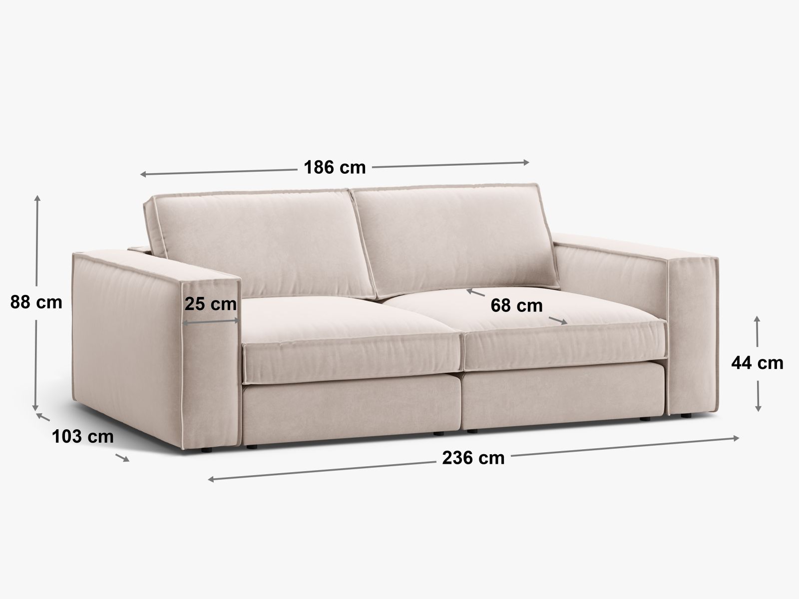Modulares 3-Sitzer Sofa Pola in Royalblau, perfekt für zeitgemäße Wohnkonzepte, bietet Komfort und Stil für jedes Zuhause.