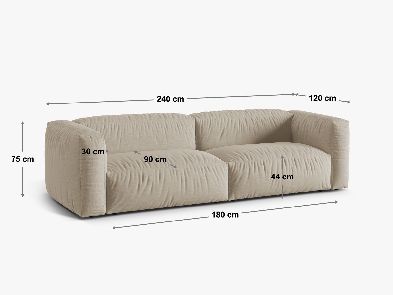 Modulares XL 3-Sitzer Sofa Martina in edlem Schwarz, perfekt für stilvolle Wohnzimmer und entspannte Stunden mit Freunden.
