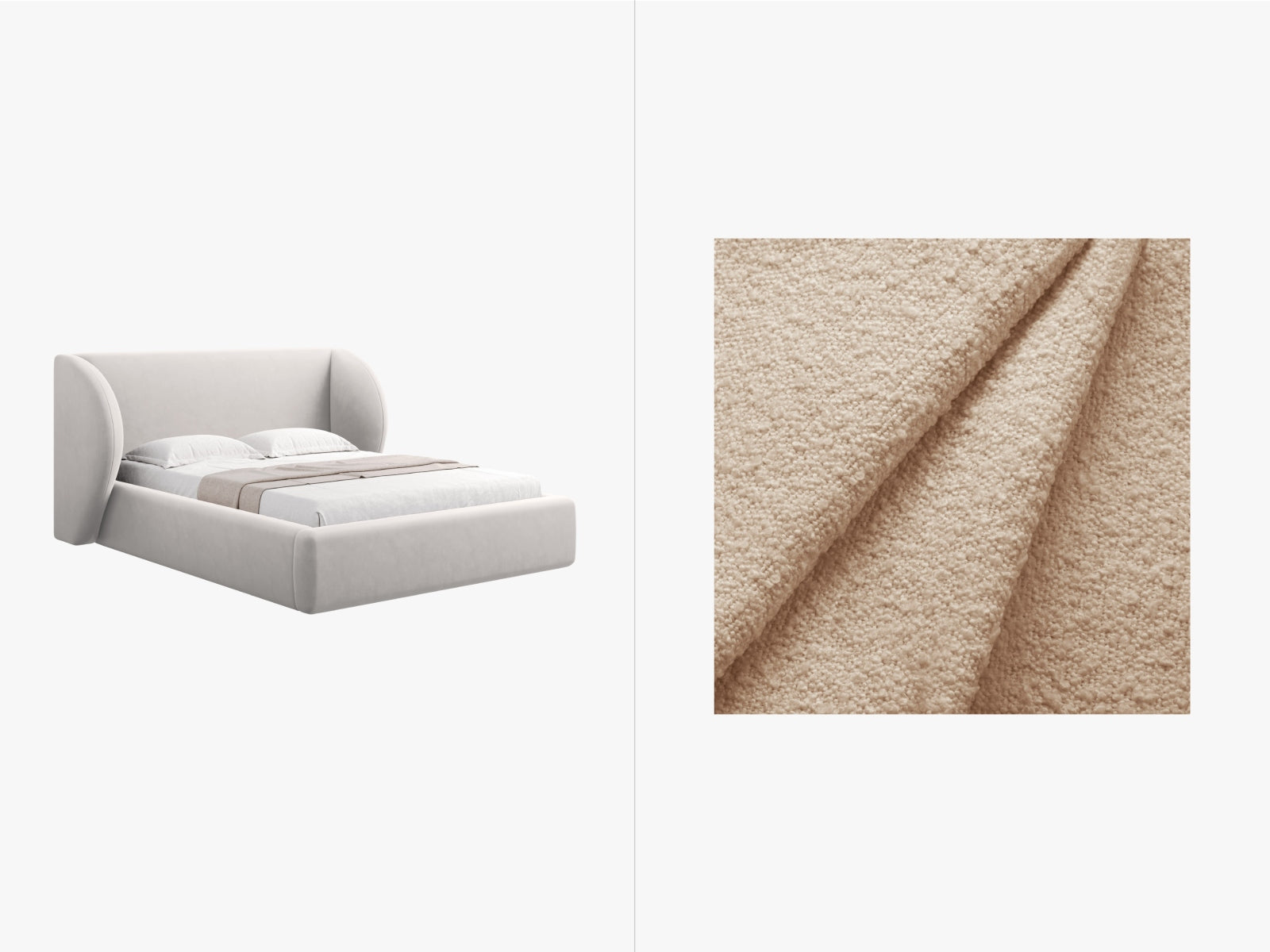 Miley Bett mit Stauraum und Headboard 180cm in Beige-Baloo präsentiert im Onlineshop von KAQTU Design AG. Bett ist von Micadoni