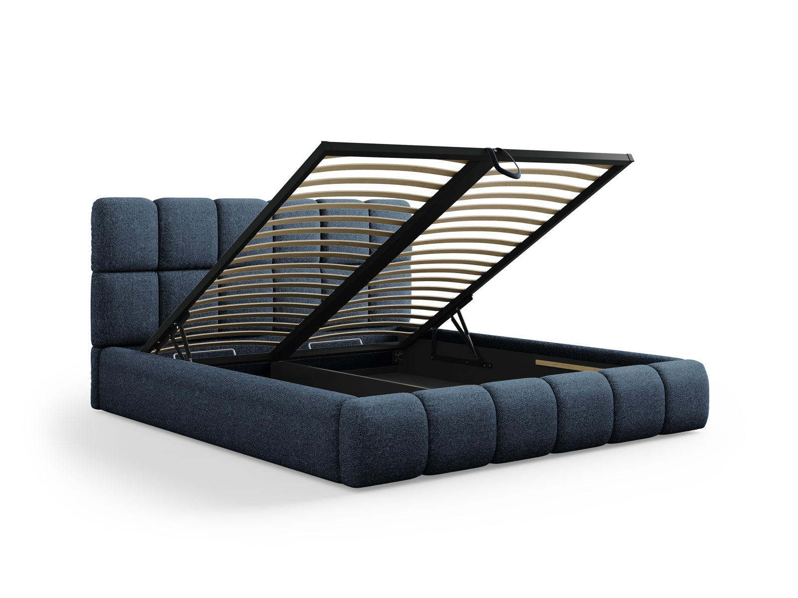 Modernes Bellis Bett in Royal Blue, ausgestattet mit Stauraum und einem ansprechenden Kopfteil, perfekt für stilvolle Schlafzimmer.