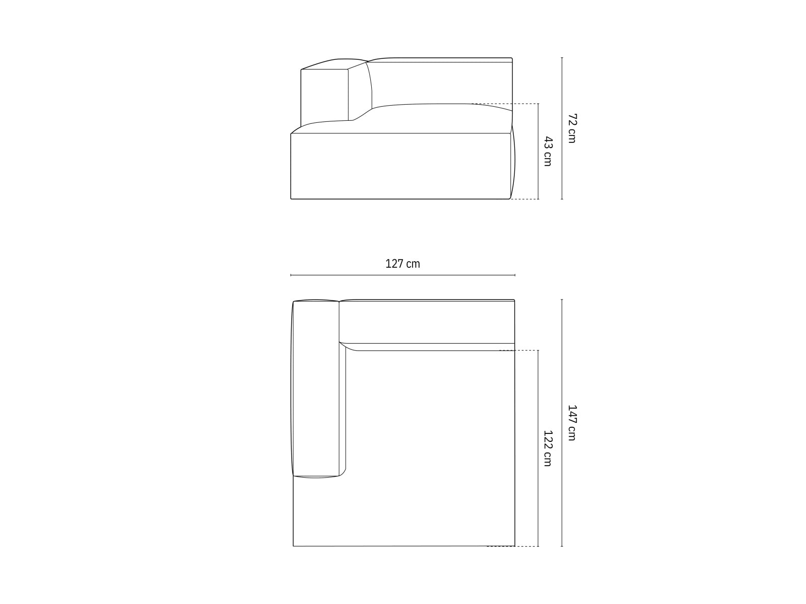 Elegante linke Chaise Longue für einen Sitzplatz aus der Nuria-Kollektion in Moosgrün, ideal für stilvolle Wohnräume und entspannte Stunden.