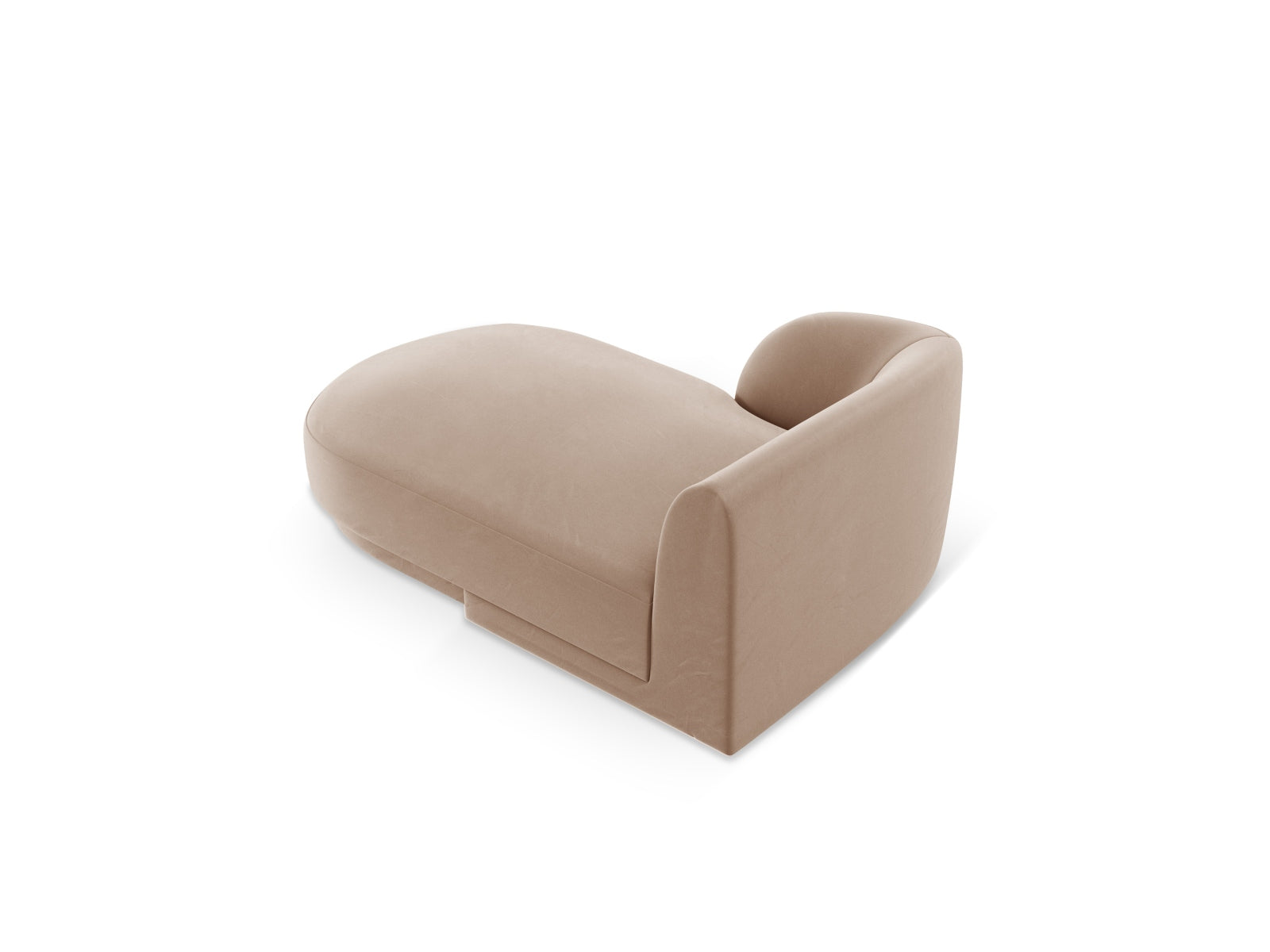 Stilvolles Miley Velour Sofa Chaise Lounge links, 2-Sitzer in edlem Cappuccino-Bluvel, perfekt für zeitgemäße Inneneinrichtungen.