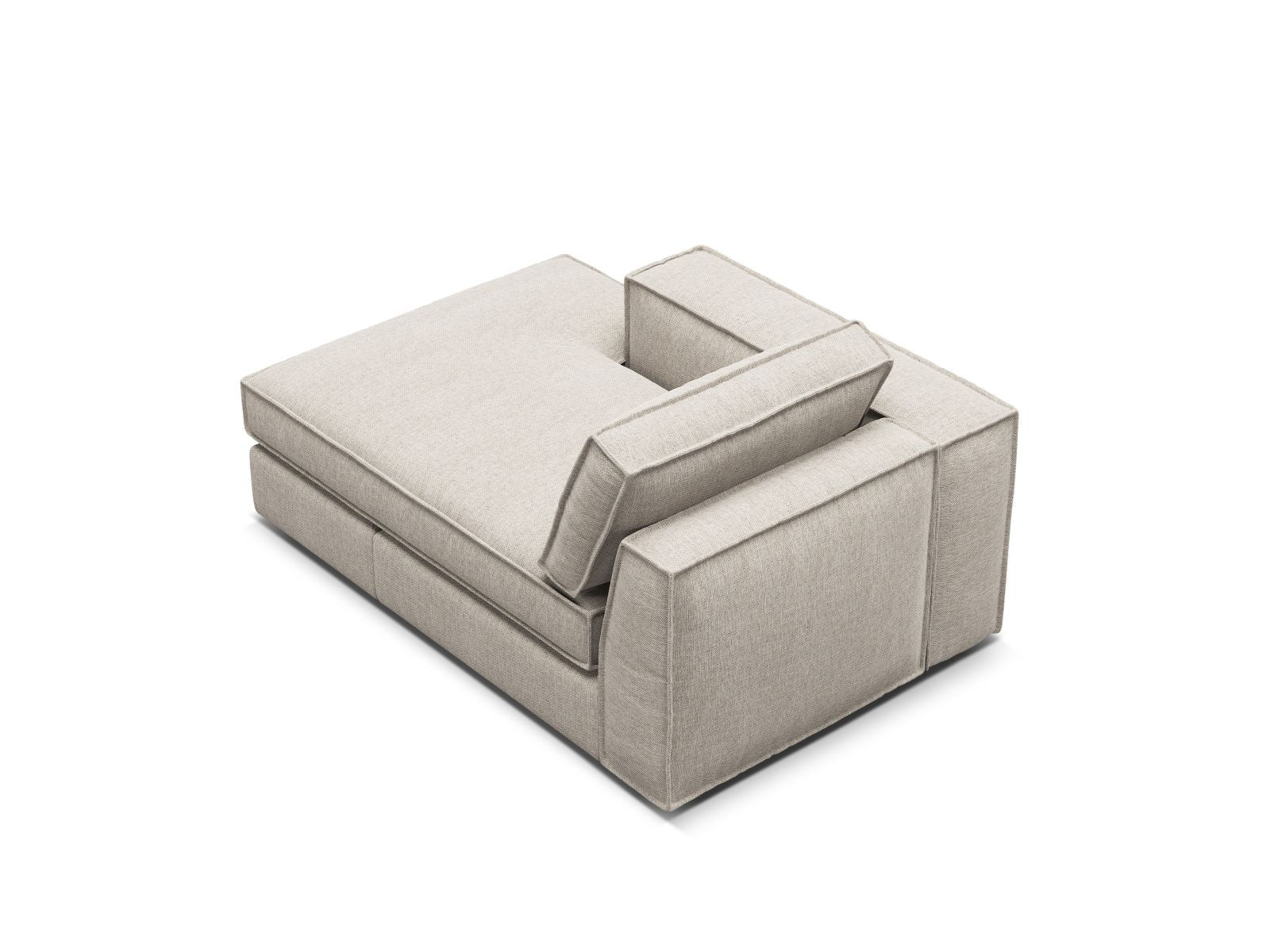 Elegante 1-Sitzer Chaise Longue links Pola in stilvollem Sand-Babel, ideal für stilvolle Wohnräume und entspannende Momente.