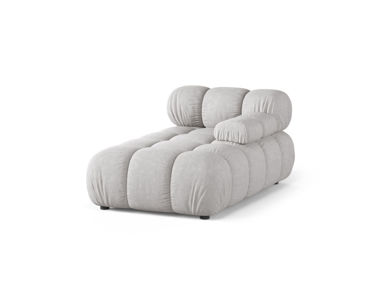 Elegante 1-Sitzer Chaise Longue rechts Bellis in hellem Grau, ideal für stilvolle Wohnräume und vielseitige Sofa-Kombinationen.
