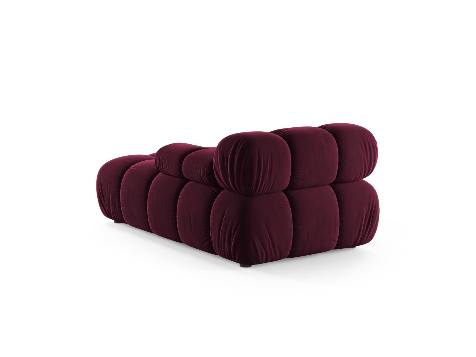 Elegante 1-Sitzer Chaise Longue rechts Bellis in tiefem Burgunderrot, ideal für kreative Raumgestaltungen und gemütliche Sitzgelegenheiten.