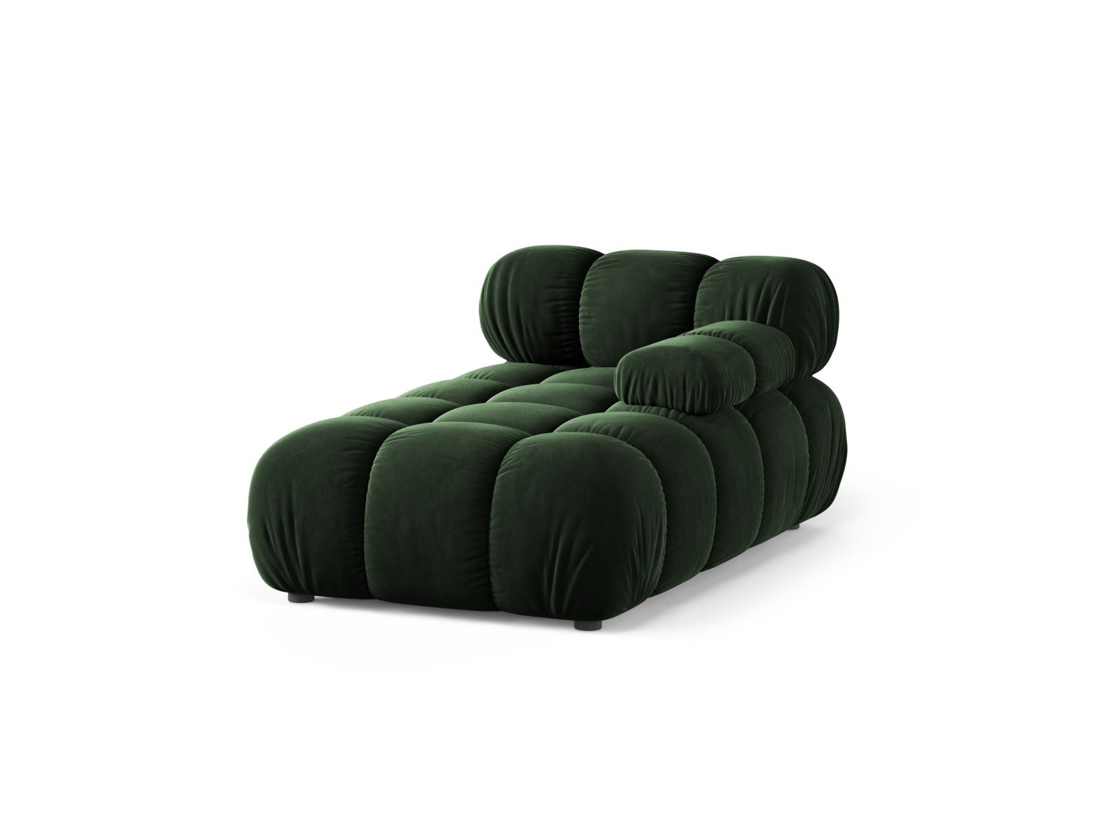 Elegante 1-Sitzer Chaise Longue rechts Bellis in sattem Flaschengrün, ideal für stilvolle Wohnräume und vielseitige Sofa-Kombinationen.