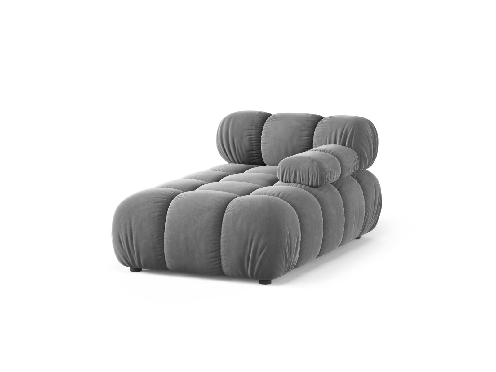 Elegante 1-Sitzer Chaise Longue rechts Bellis in hellem Grau, ideal für stilvolle Wohnräume und vielseitige Sofa-Kombinationen.