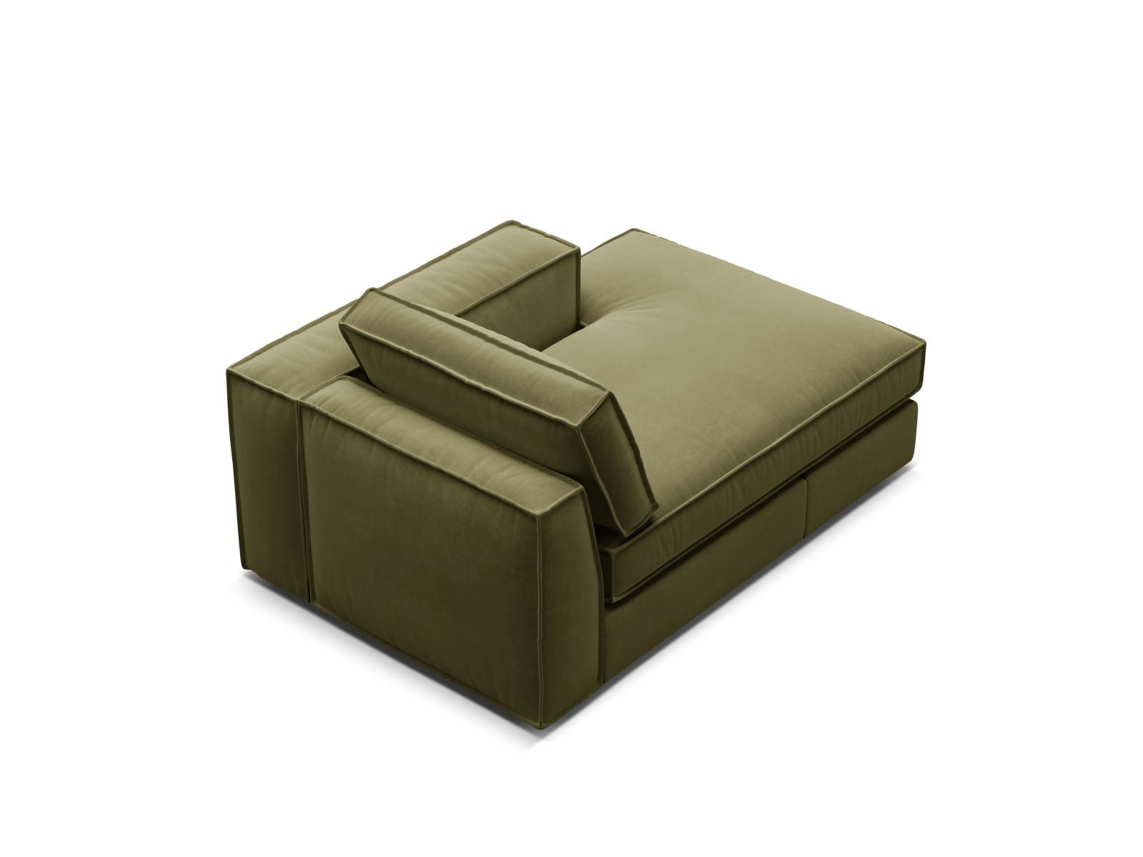 Elegante rechte Chaise Longue Pola in modernem Grün, ideal für vielseitige Wohnstile und individuelle Sofa-Layouts.