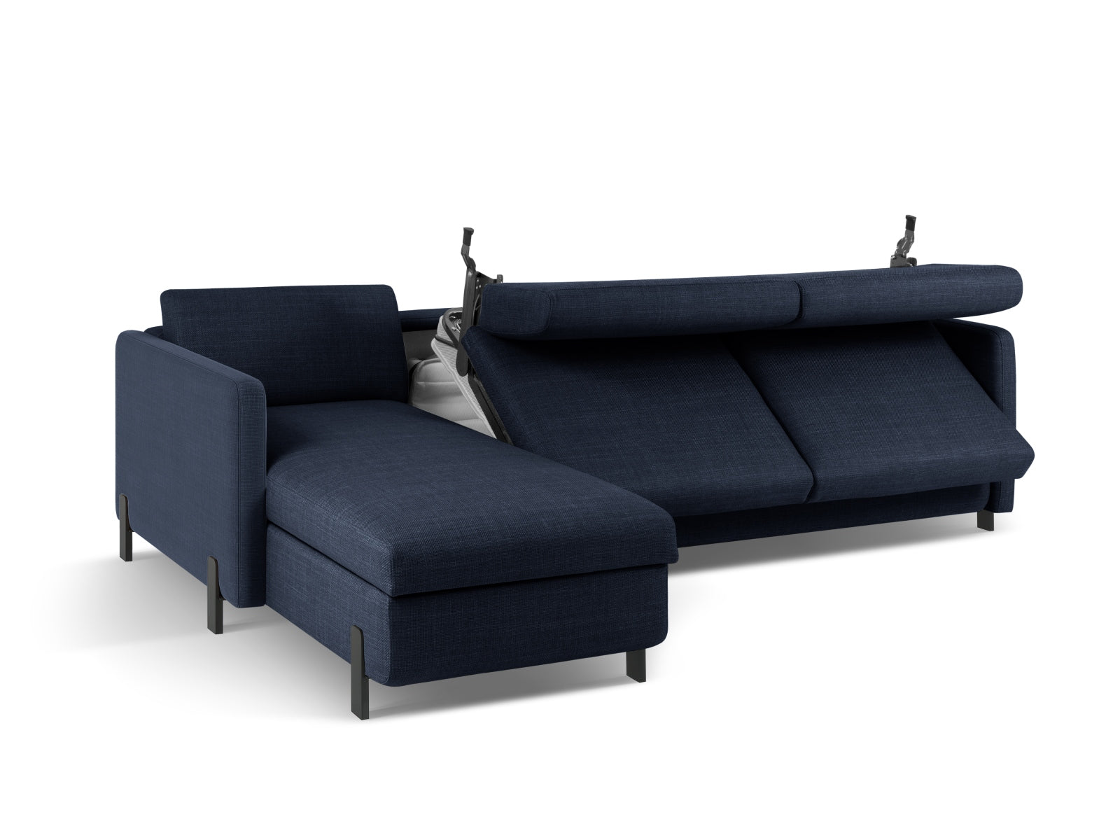 Elegantes, blaues Ecksofa von Micadoni, 5-Sitzer mit praktischer Schlaffunktion und Stauraum für vielseitige Nutzung und Komfort.